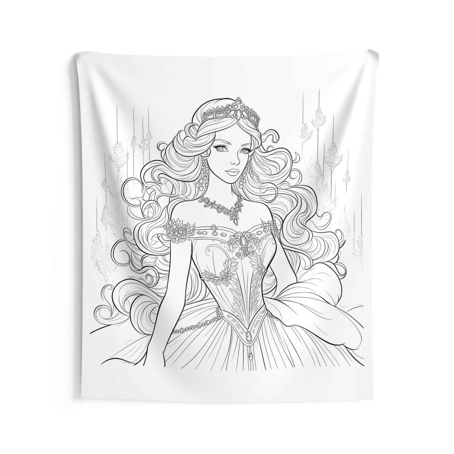 Indoor Wall Tapestries Coloring Kit with 10 Fabric Markers - Elegant Princess