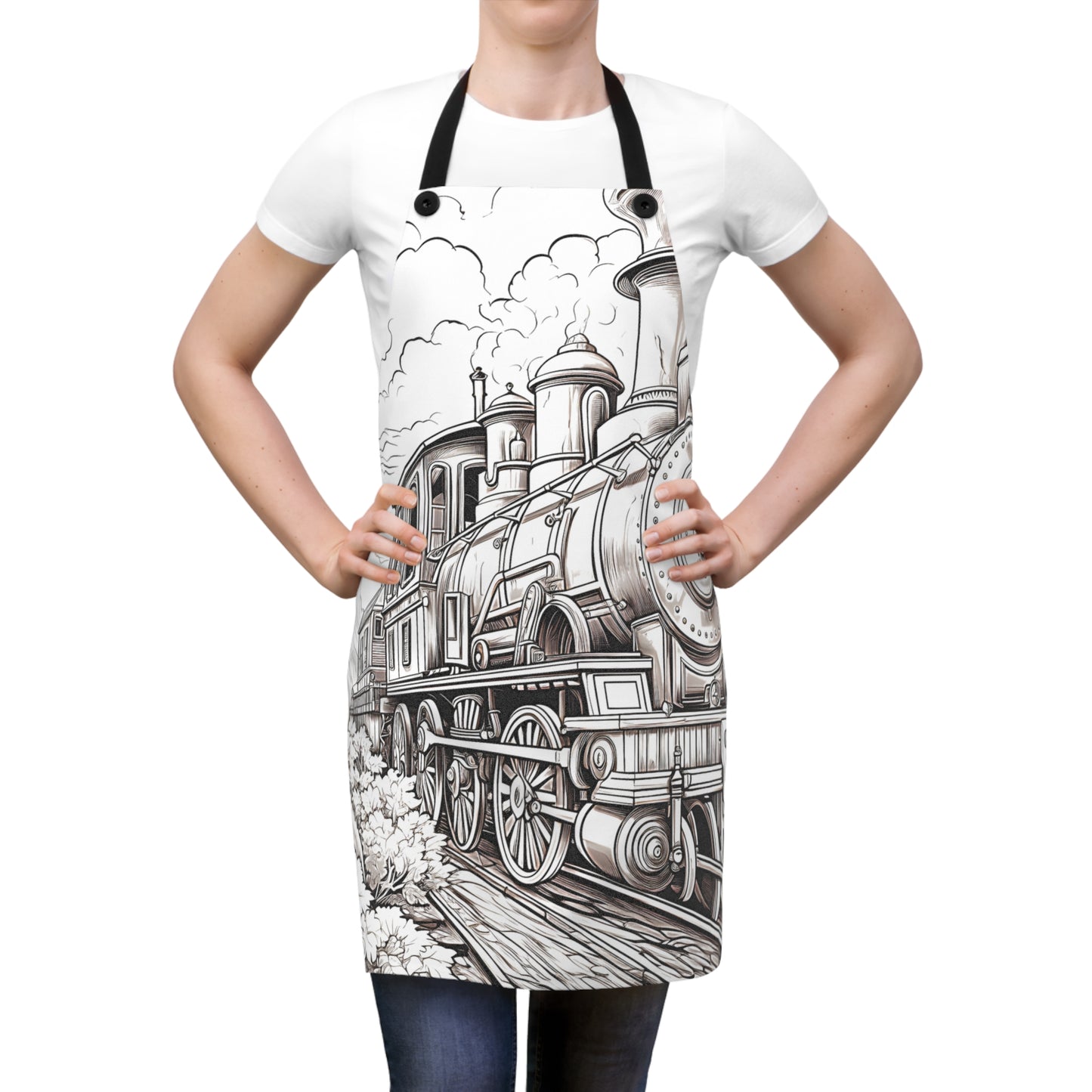 Apron Coloring Kit with 10 Fabric Markers - Steam Train