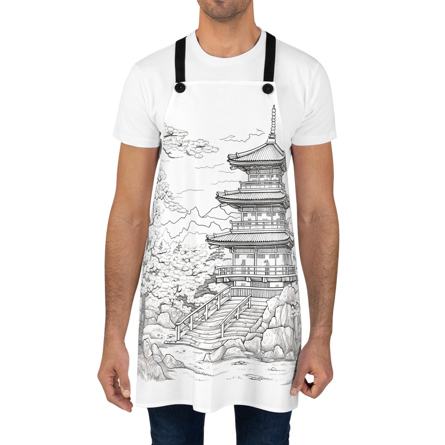 Apron Coloring Kit with 10 Fabric Markers - Traditional Pagoda