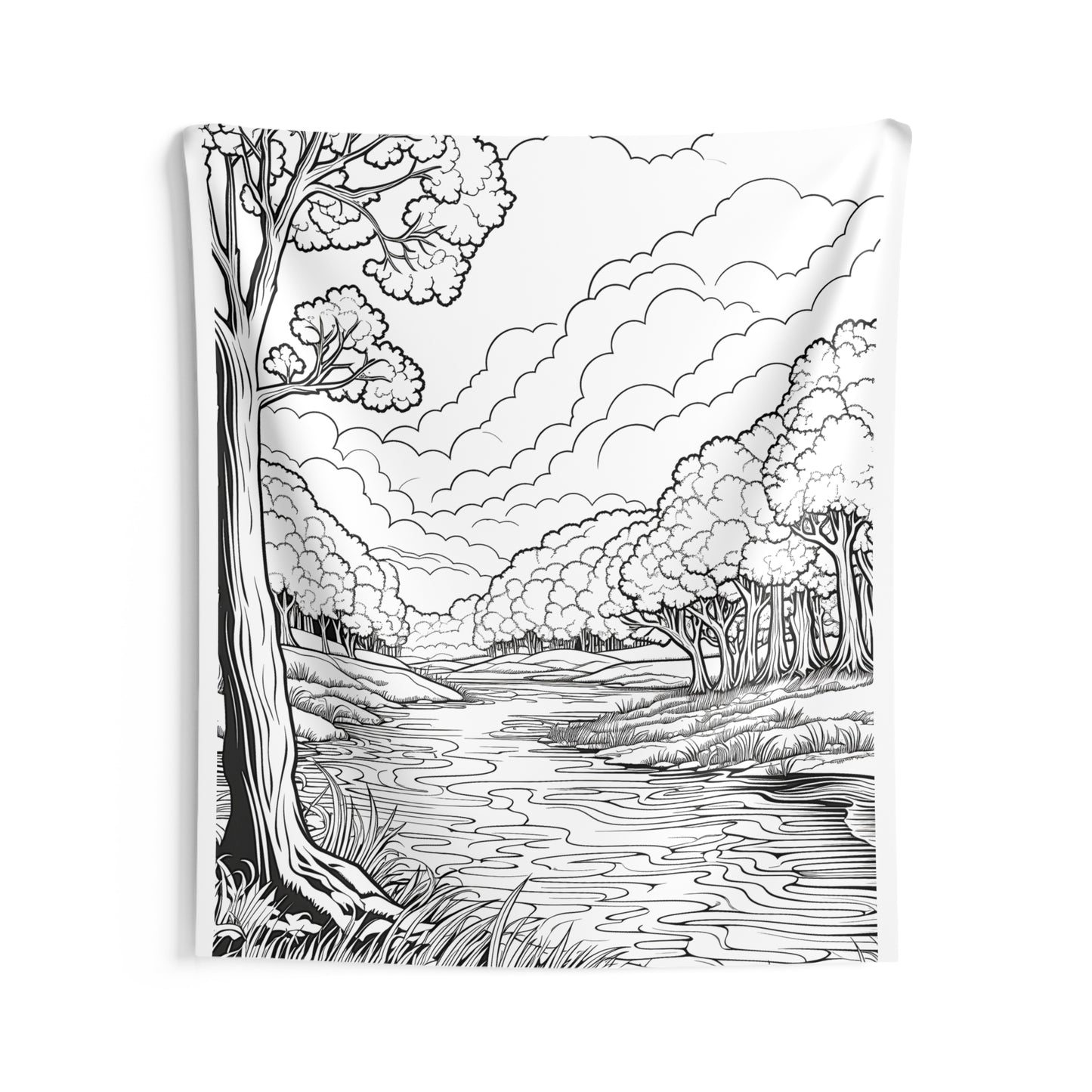 Indoor Wall Tapestries Coloring Kit with 10 Fabric Markers - Forest River