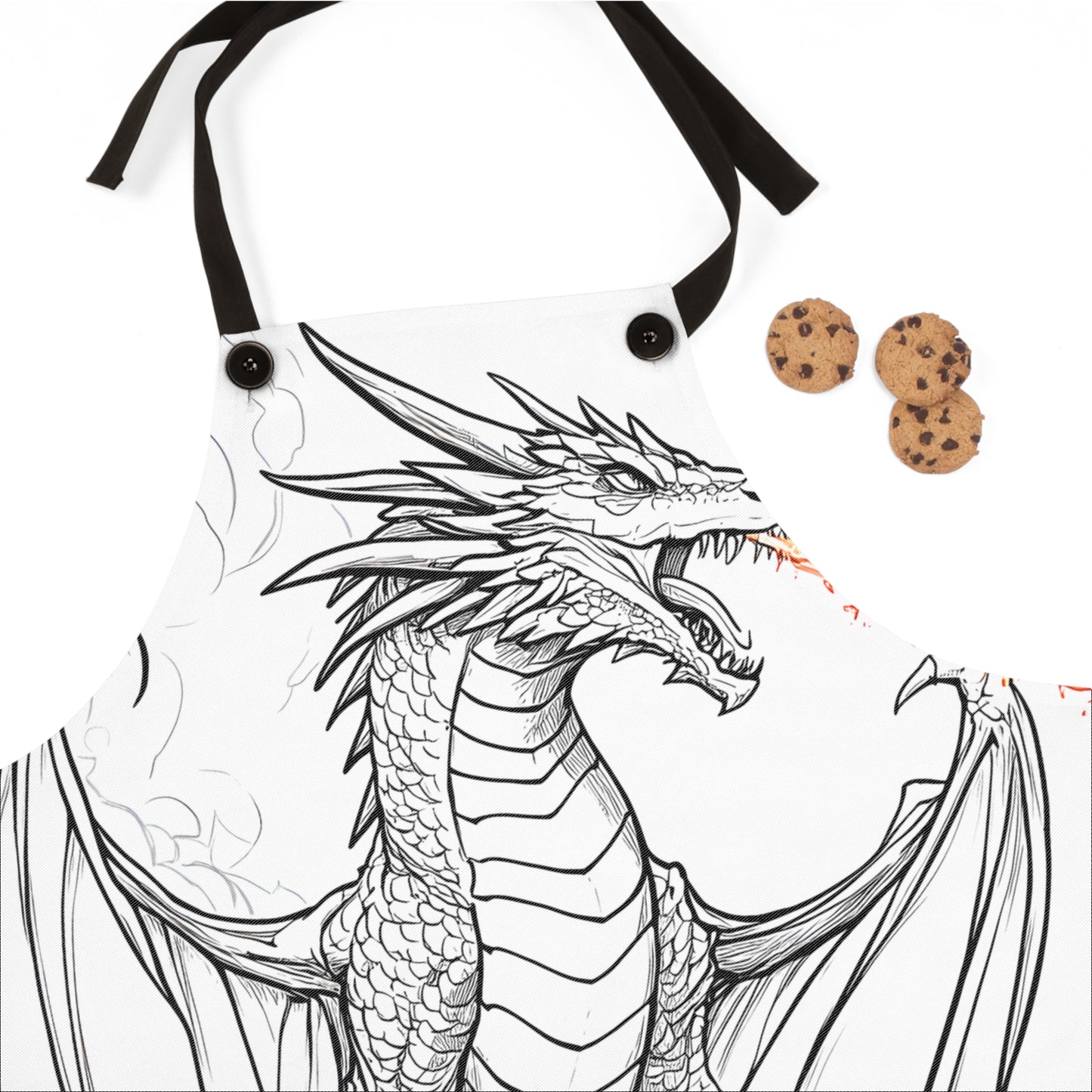 Apron Coloring Kit with 10 Fabric Markers - Fire-Breathing Dragon