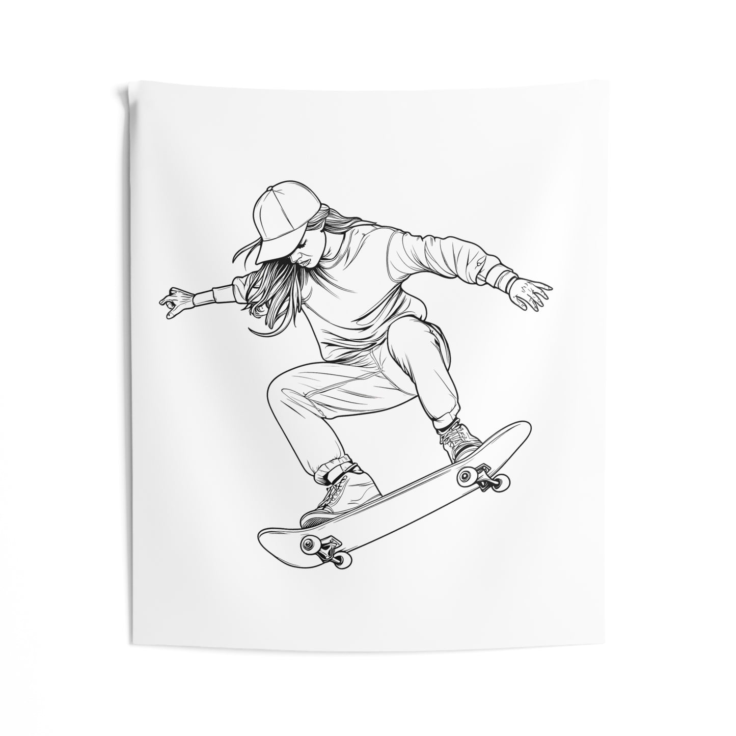 Indoor Wall Tapestries Coloring Kit with 10 Fabric Markers - Skateboarding