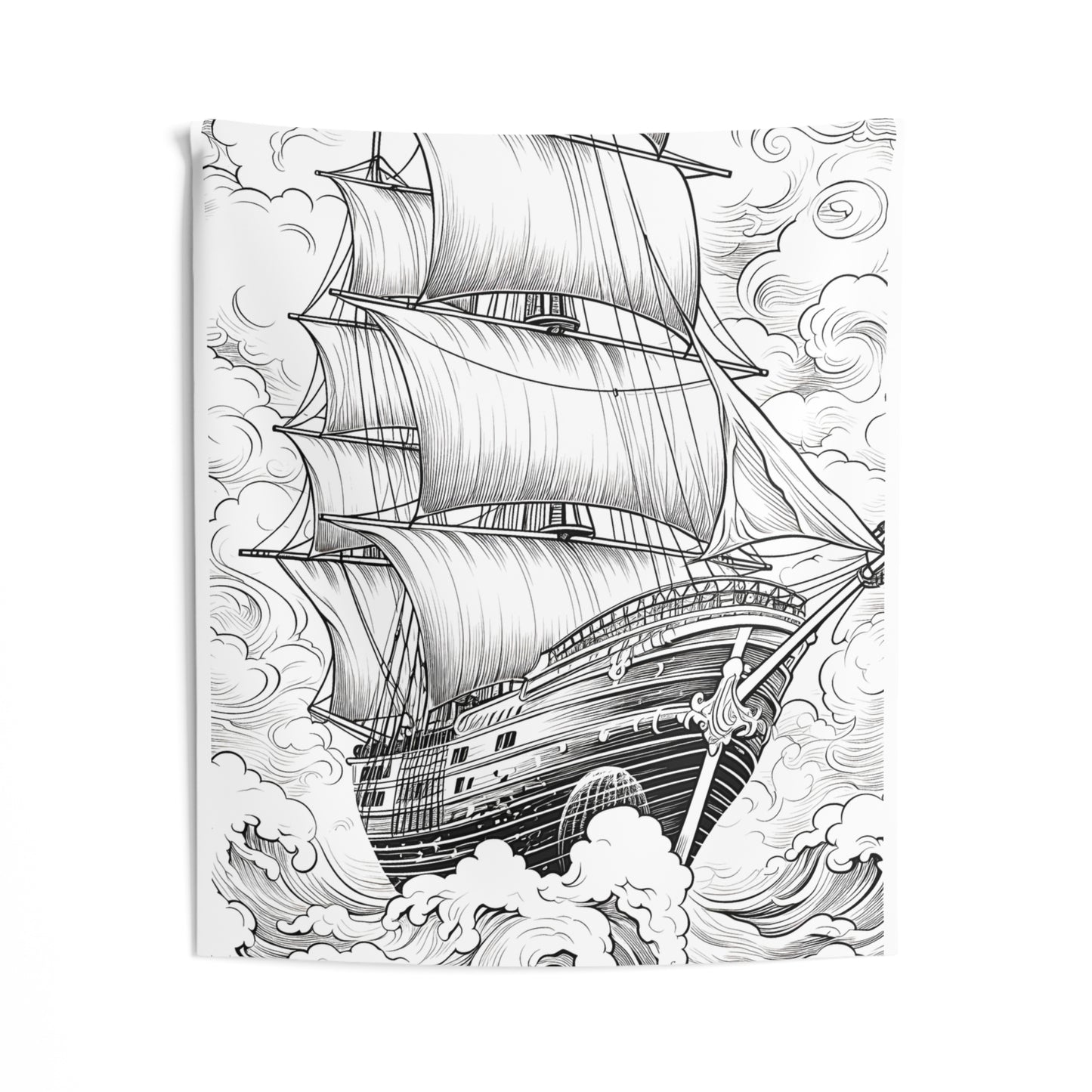 Indoor Wall Tapestries Coloring Kit with 10 Fabric Markers - Old Ship