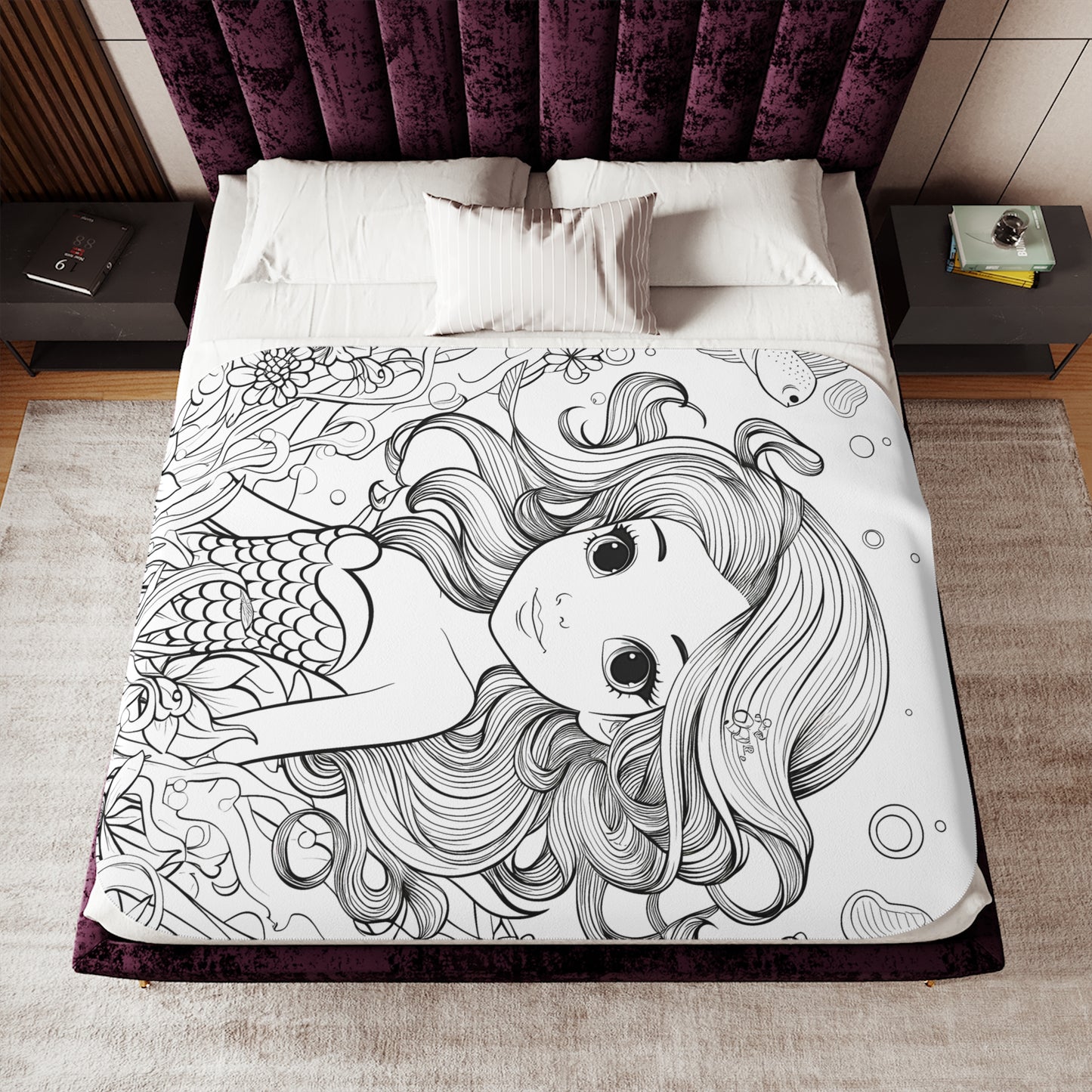 Blanket Coloring Kit with 10 Fabric Markers - Mermaid