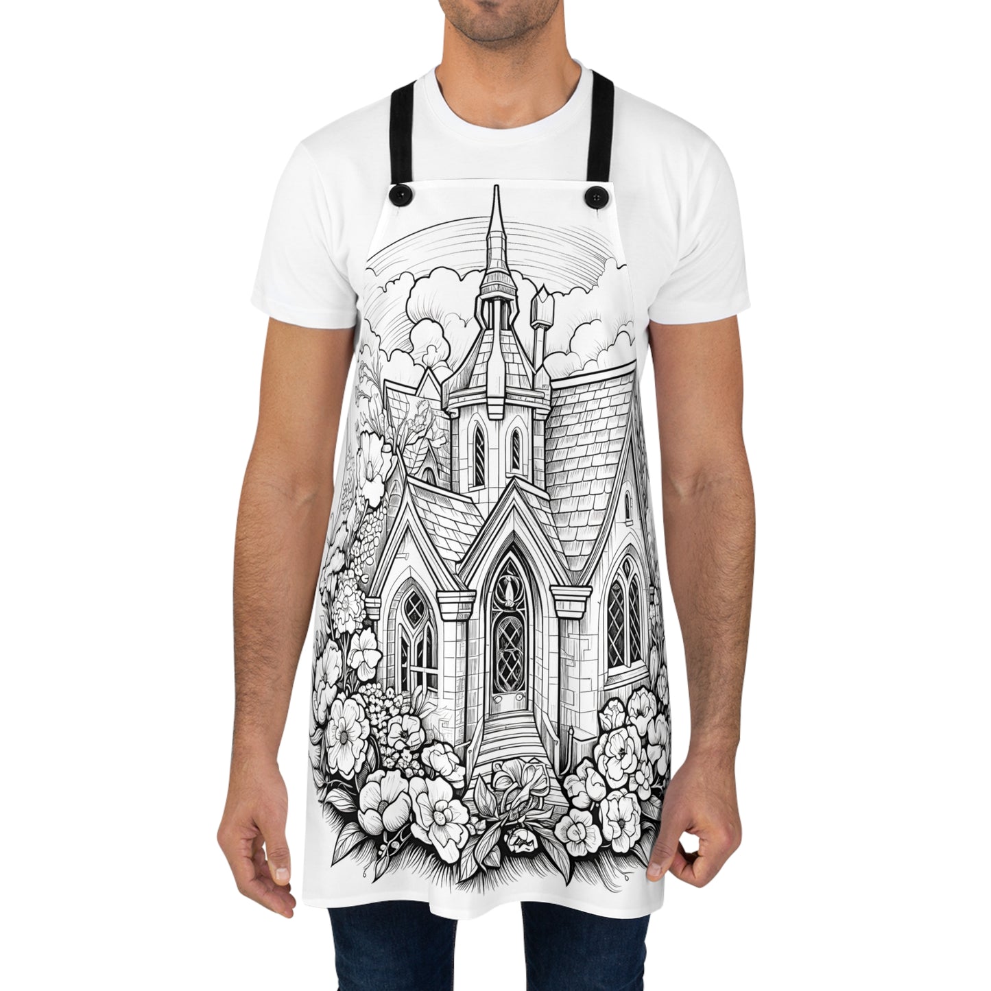 Apron Coloring Kit with 10 Fabric Markers - Gothic Church