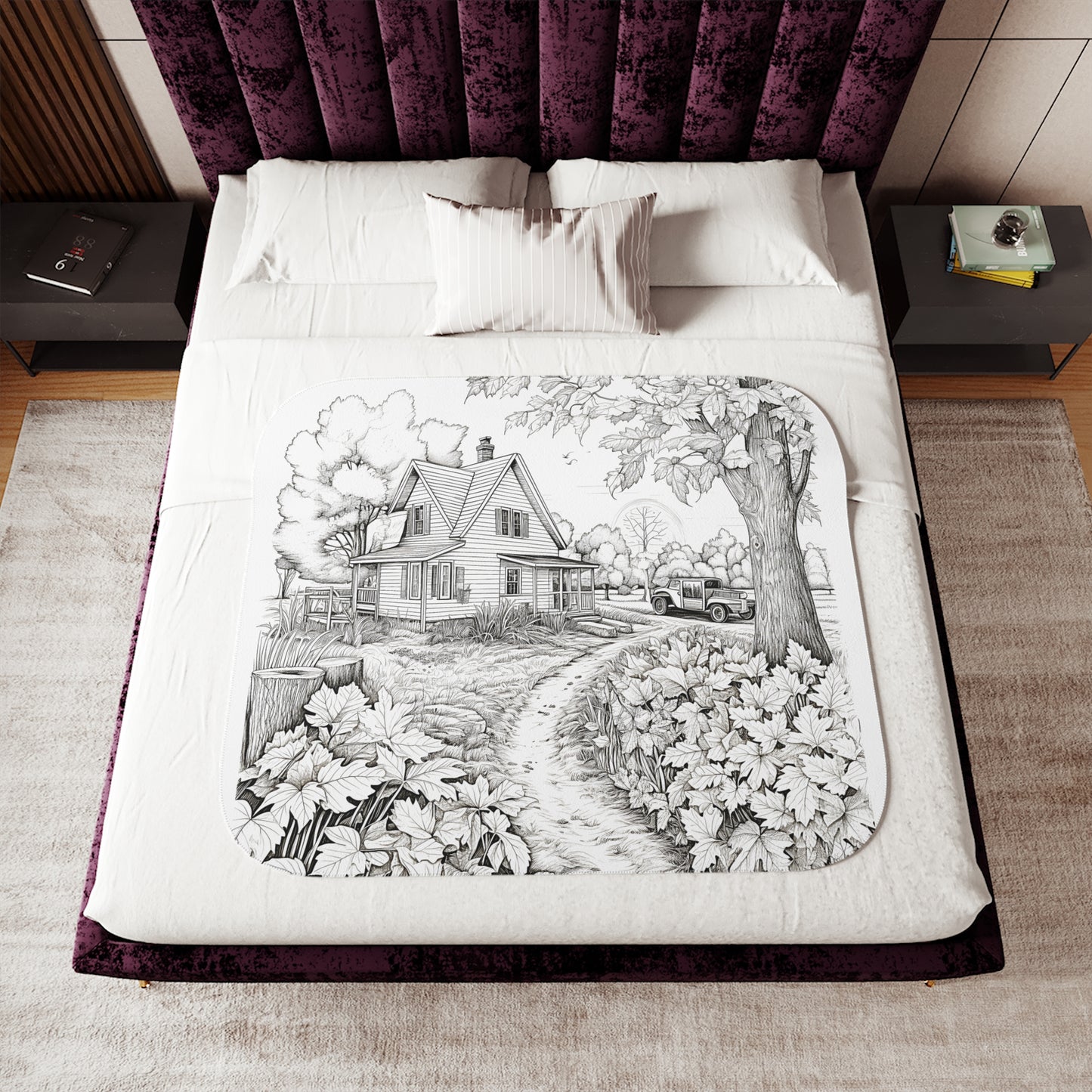 Blanket Coloring Kit with 10 Fabric Markers - Country House