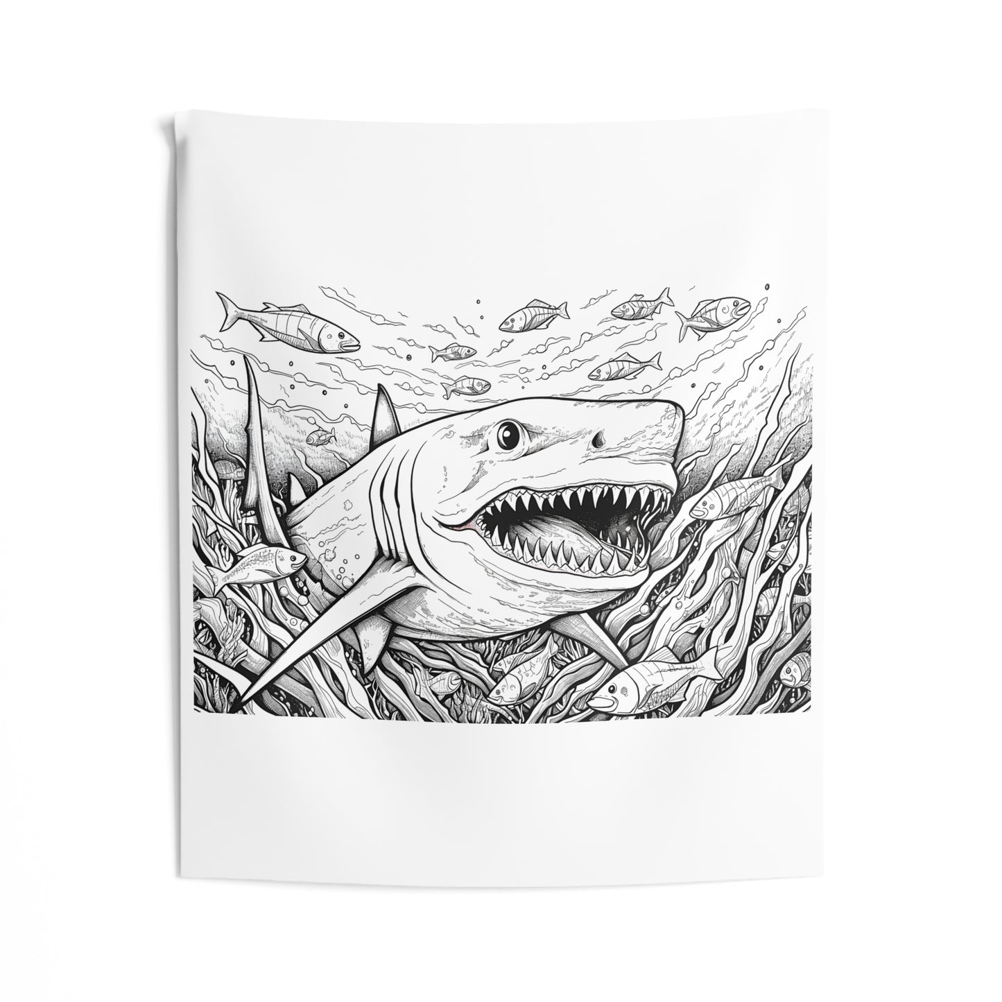 Indoor Wall Tapestries Coloring Kit with 10 Fabric Markers - Sharks