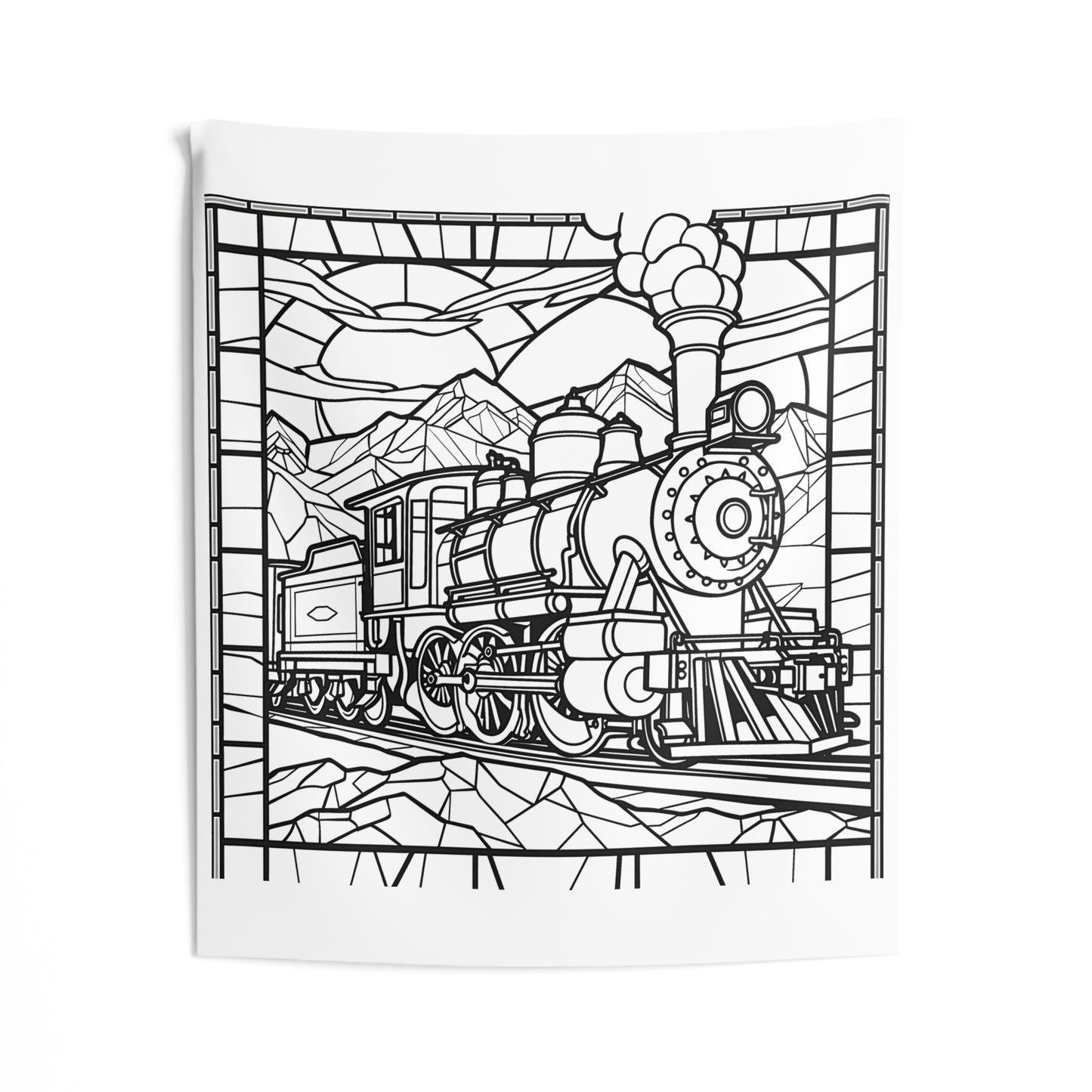 Indoor Wall Tapestries Coloring Kit with 10 Fabric Markers - Steam Locomotive