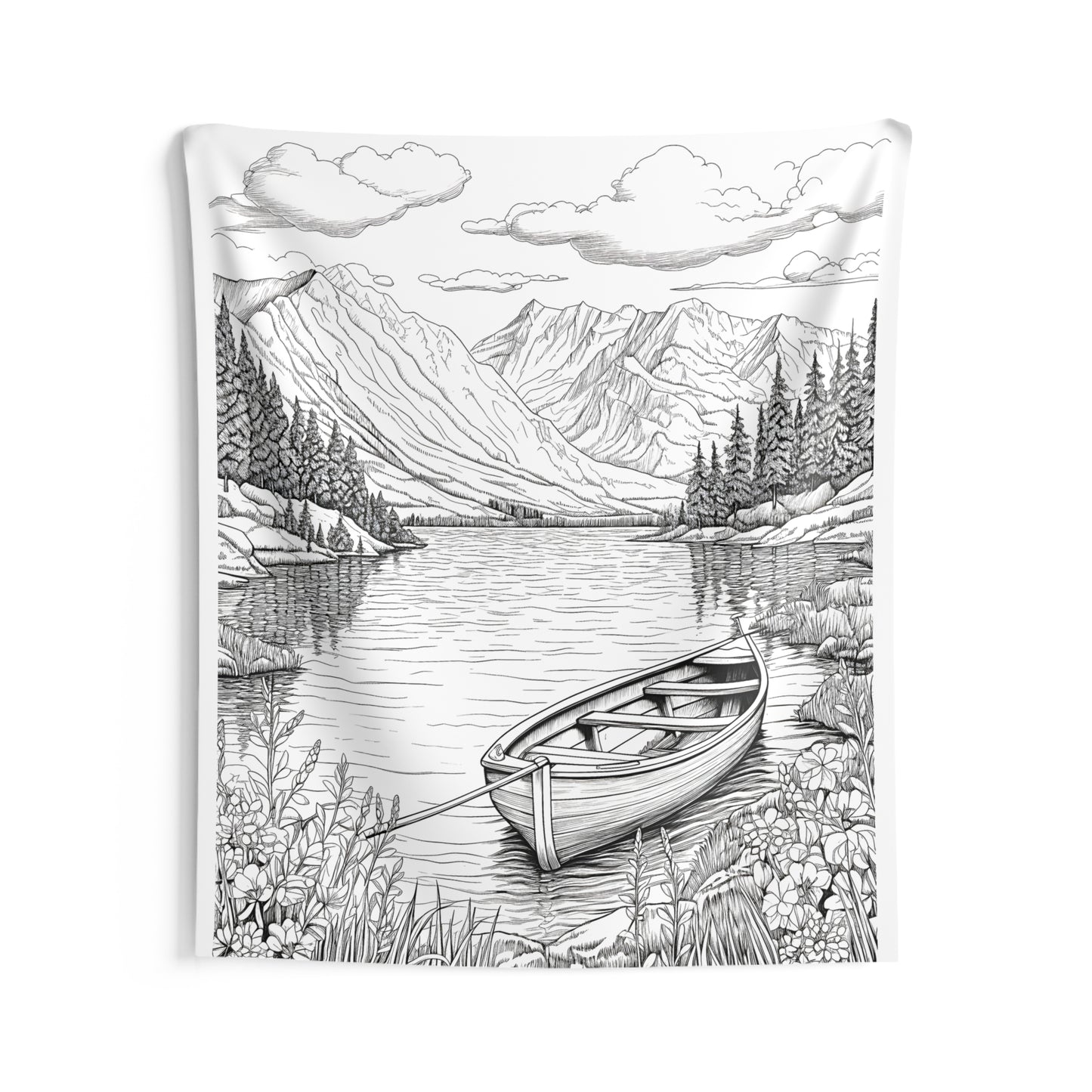 Indoor Wall Tapestries Coloring Kit with 10 Fabric Markers - Mountain Lake