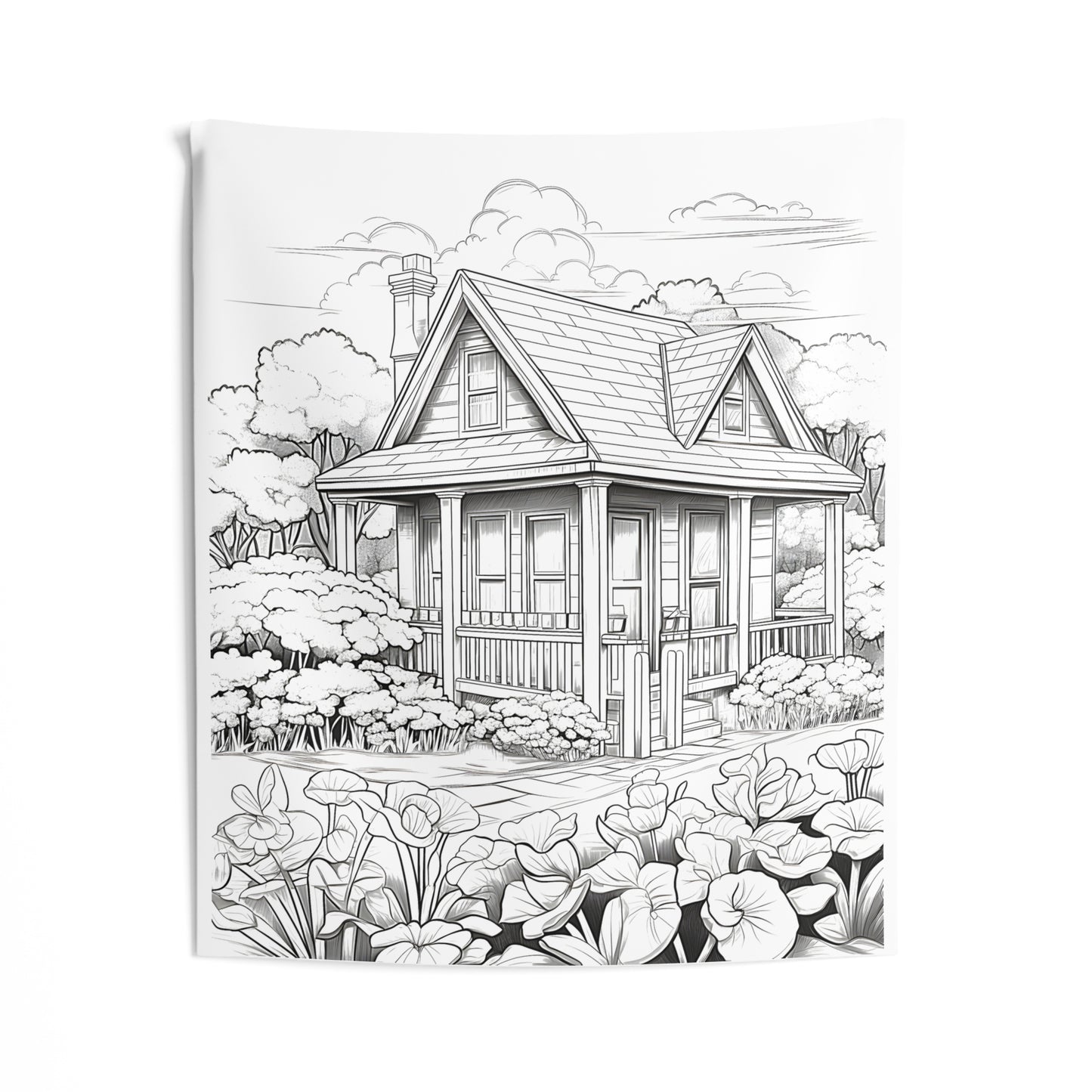 Indoor Wall Tapestries Coloring Kit with 10 Fabric Markers - Cottage House