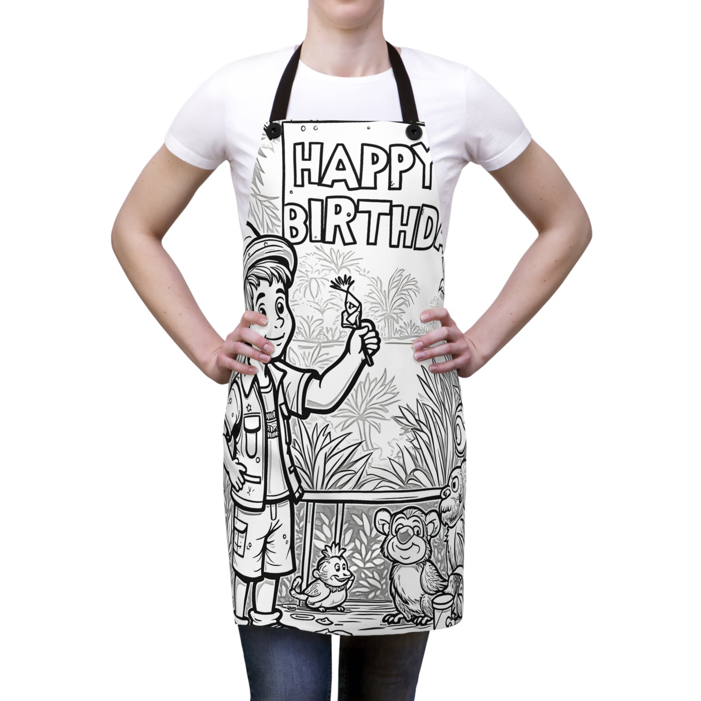 Apron Coloring Kit with 10 Fabric Markers - Jungle Adventure