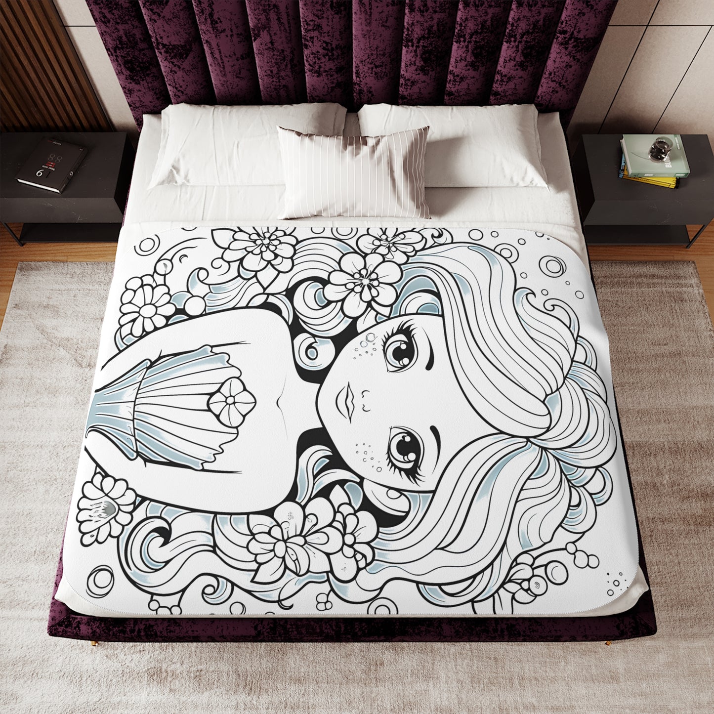 Blanket Coloring Kit with 10 Fabric Markers - Beautiful Mermaid