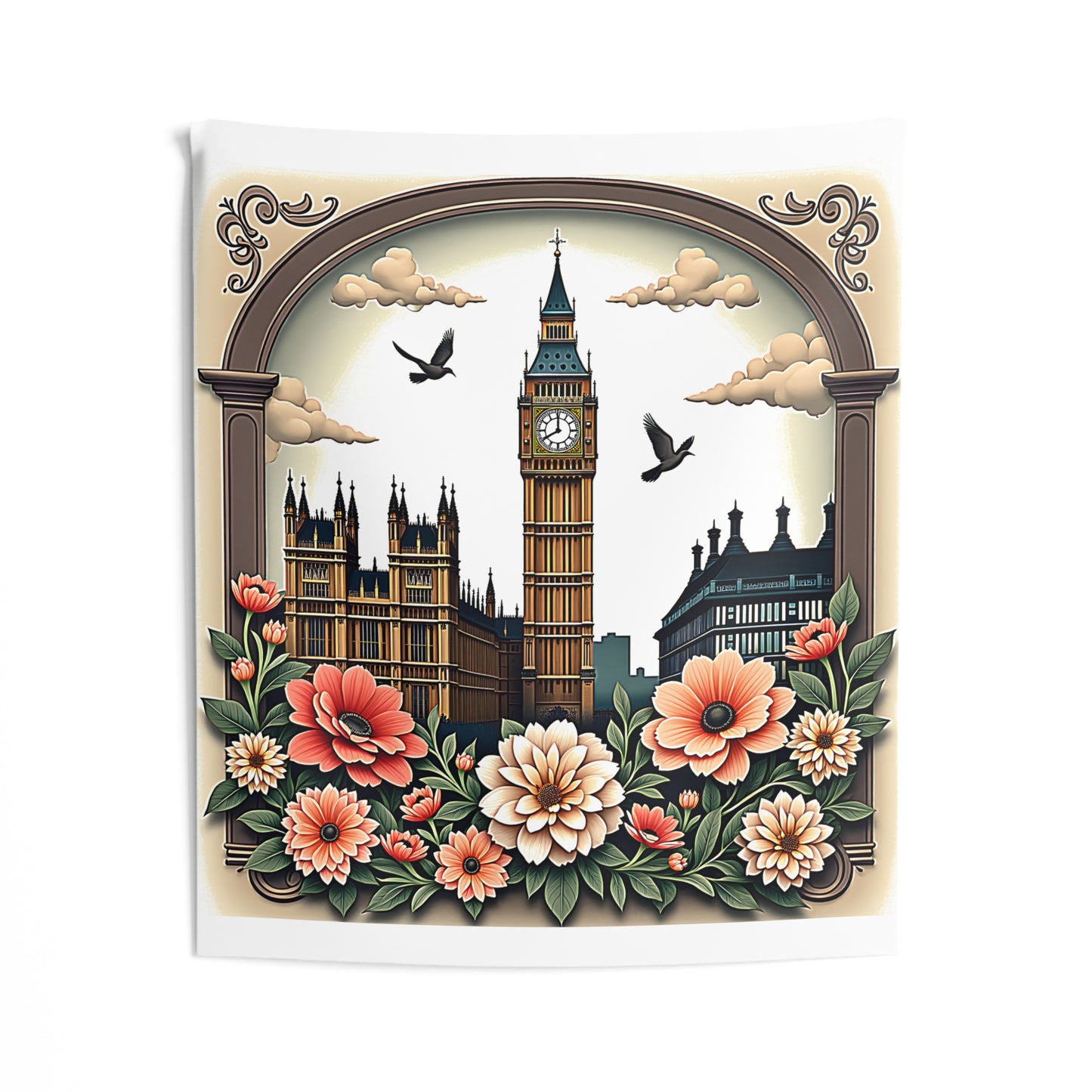 Indoor Wall Tapestries Colorful Graphic Design - Clock Tower