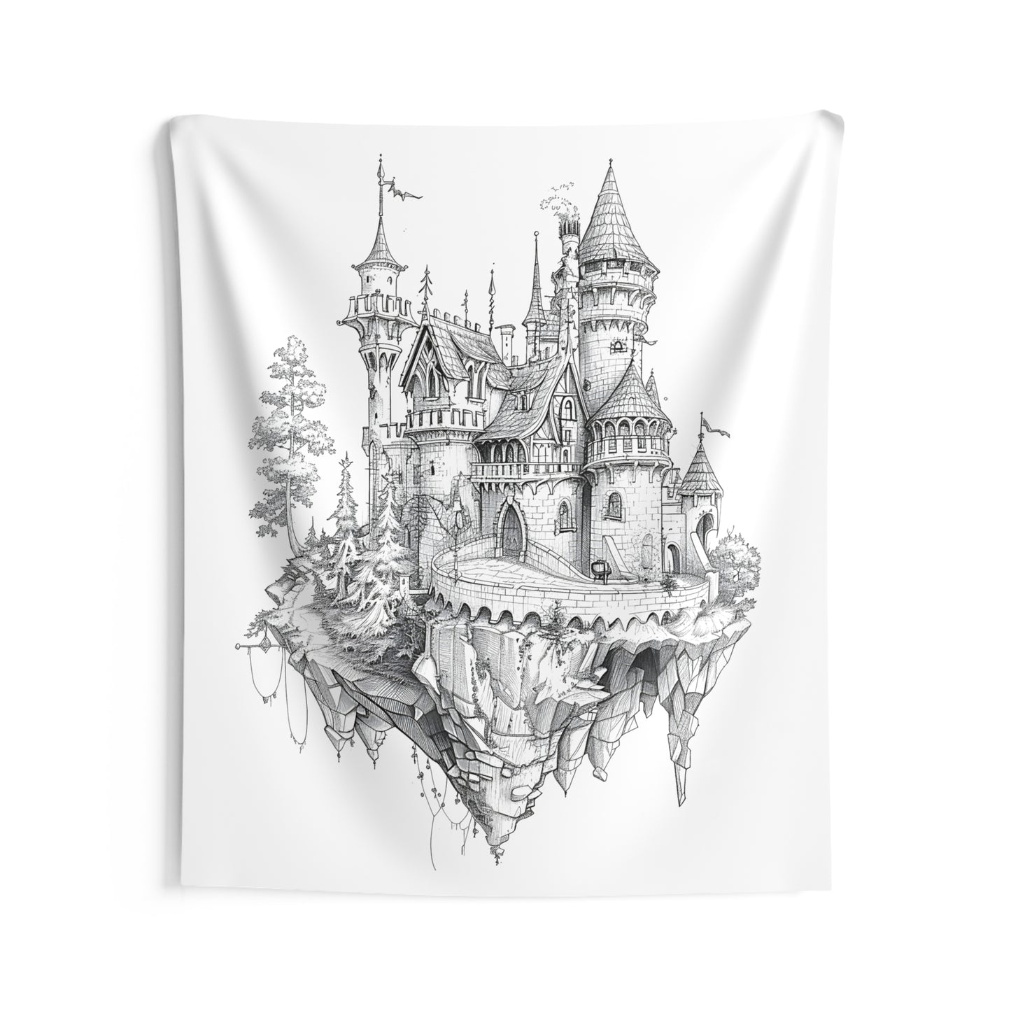 Indoor Wall Tapestries Coloring Kit with 10 Fabric Markers - Floating Castle