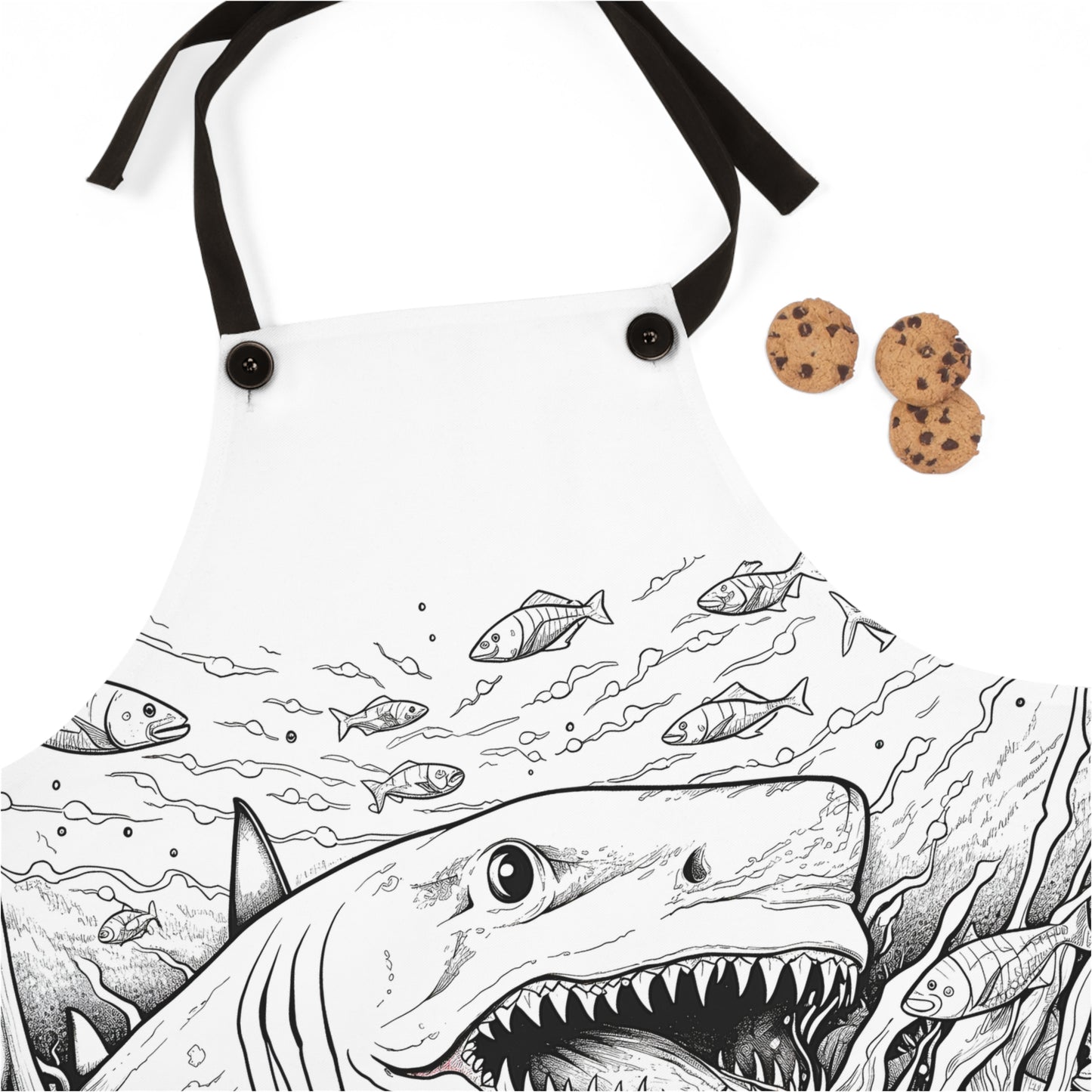 Apron Coloring Kit with 10 Fabric Markers - Sharks