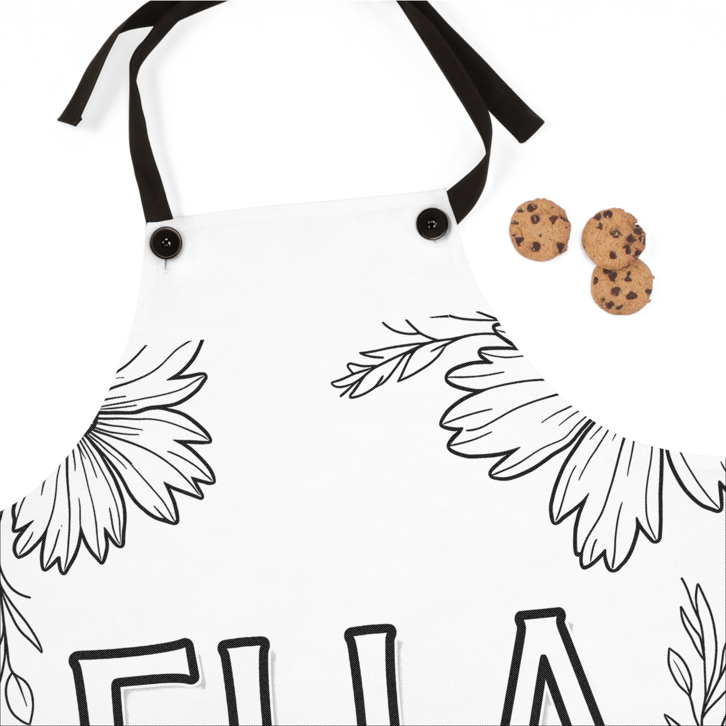 Apron Coloring Kit with 10 Fabric Markers - Floral Name Design