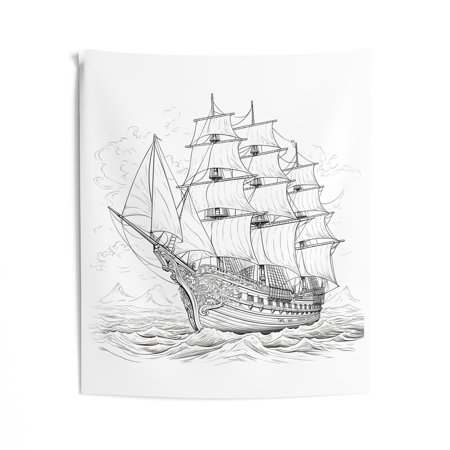 Indoor Wall Tapestries Coloring Kit with 10 Fabric Markers - Sailing Ship