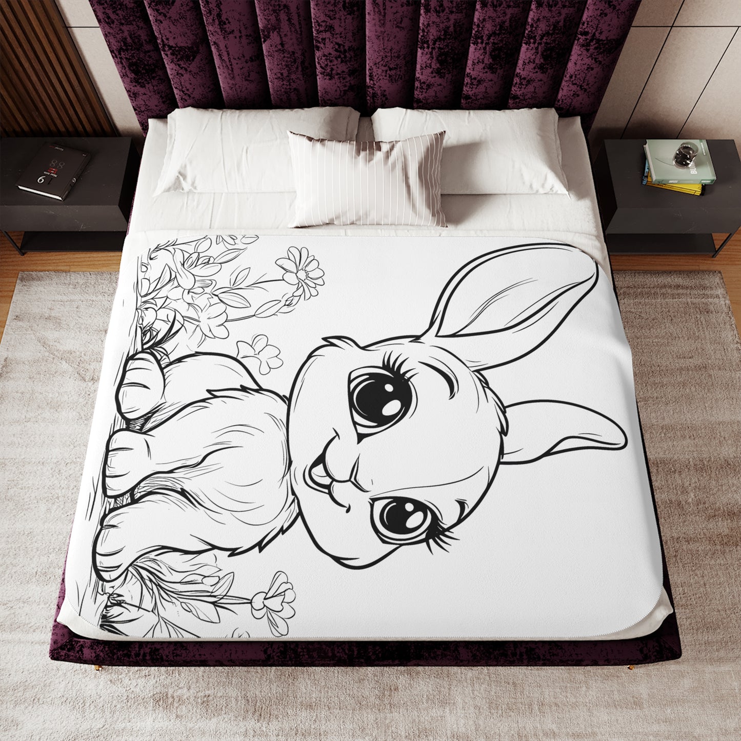 Blanket Coloring Kit with 10 Fabric Markers - Cute Bunny