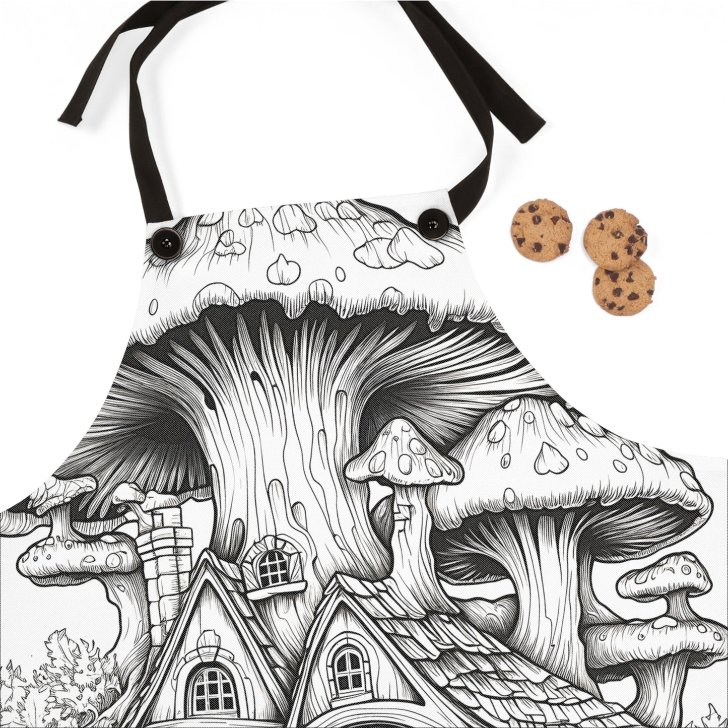 Apron Coloring Kit with 10 Fabric Markers - Mushroom House