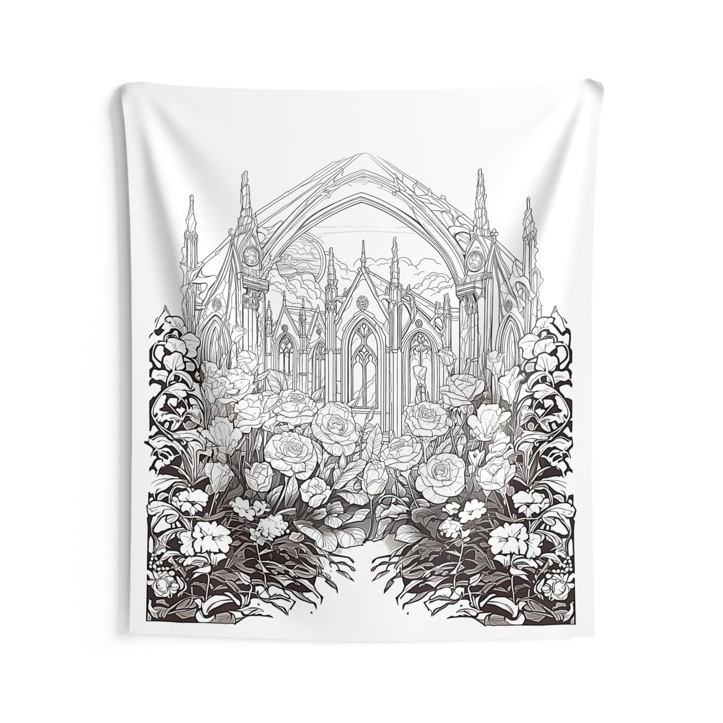 Indoor Wall Tapestries Coloring Kit with 10 Fabric Markers - Gothic Cathedral