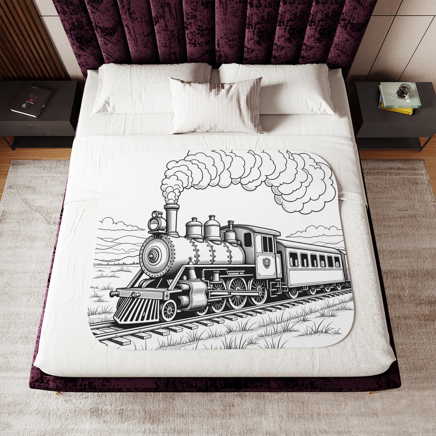 Blanket Coloring Kit with 10 Fabric Markers - Steam Locomotive