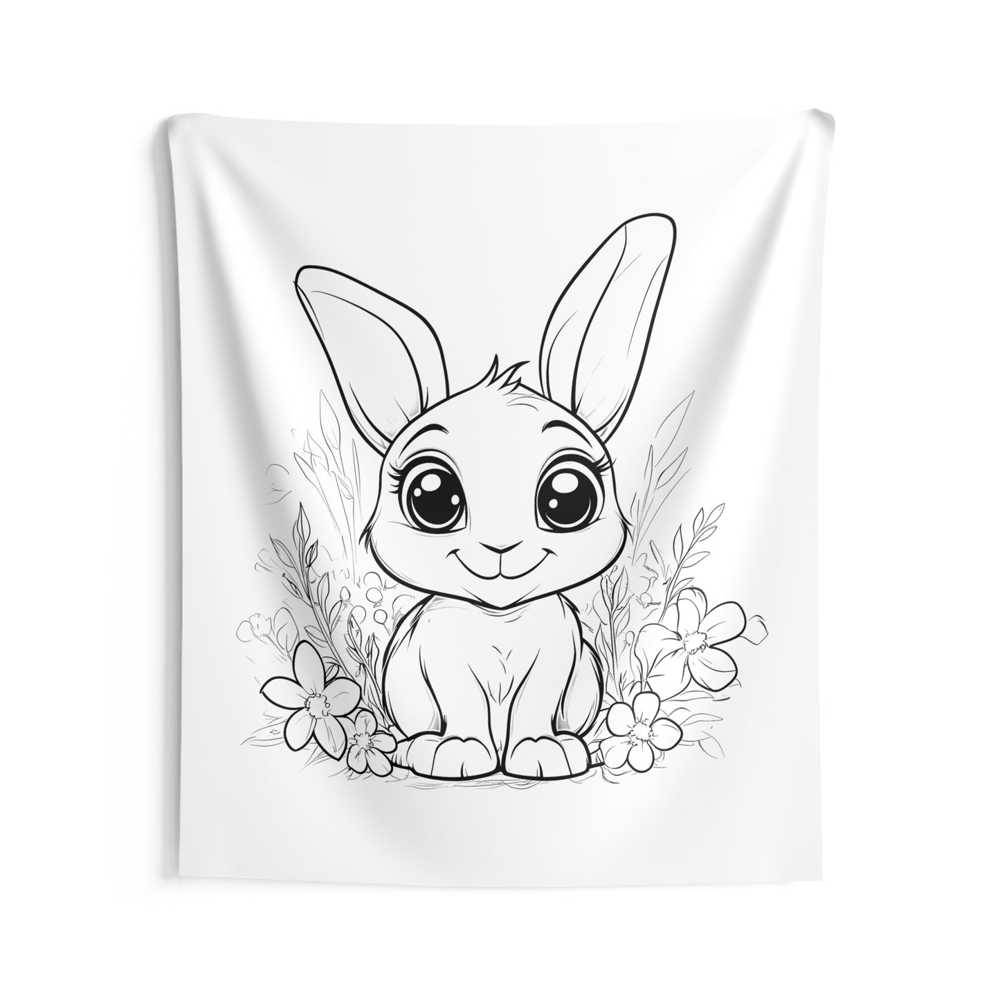 Indoor Wall Tapestries Coloring Kit with 10 Fabric Markers - Cute Bunny