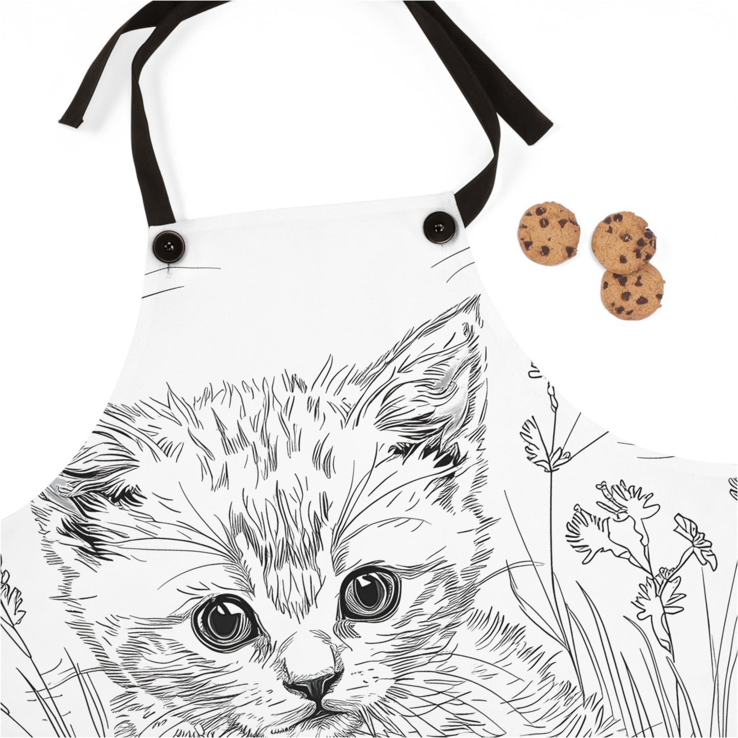 Apron Coloring Kit with 10 Fabric Markers - Kitten