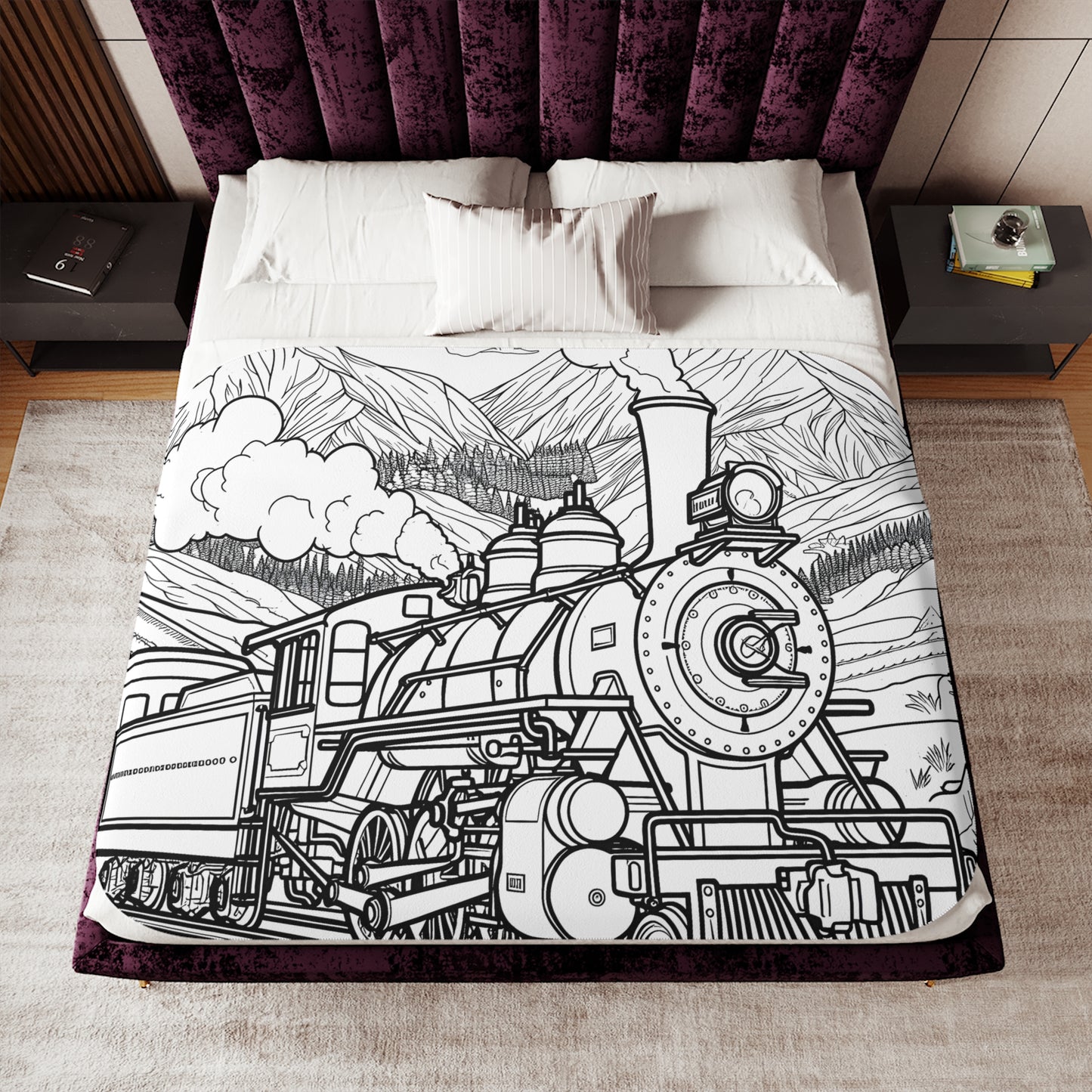 Blanket Coloring Kit with 10 Fabric Markers - Steam Locomotive