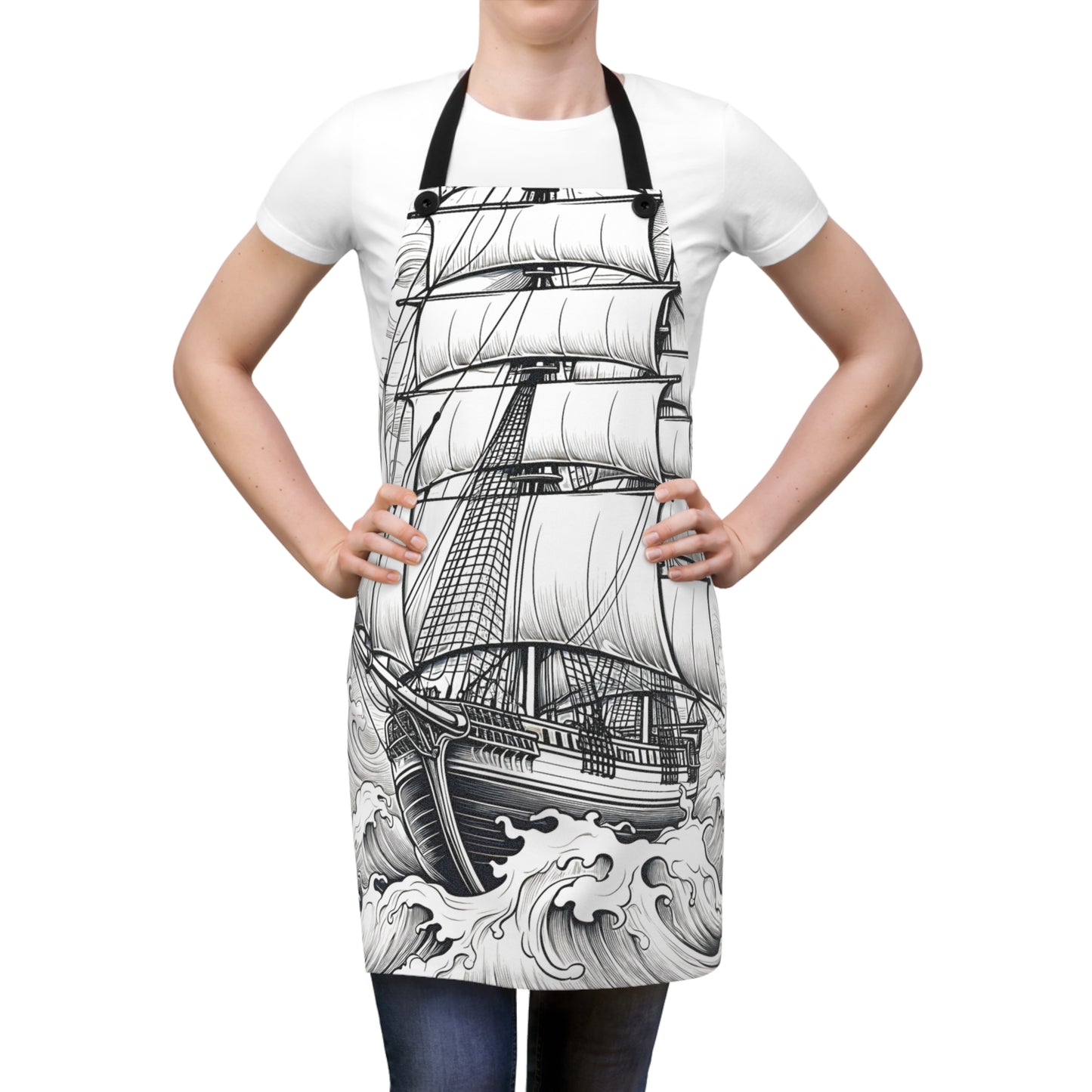 Apron Coloring Kit with 10 Fabric Markers - Sailing Ship