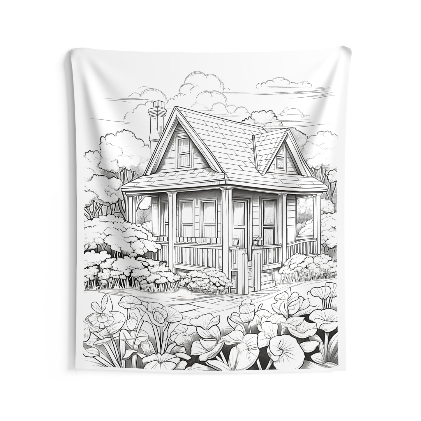 Indoor Wall Tapestries Coloring Kit with 10 Fabric Markers - Cottage House