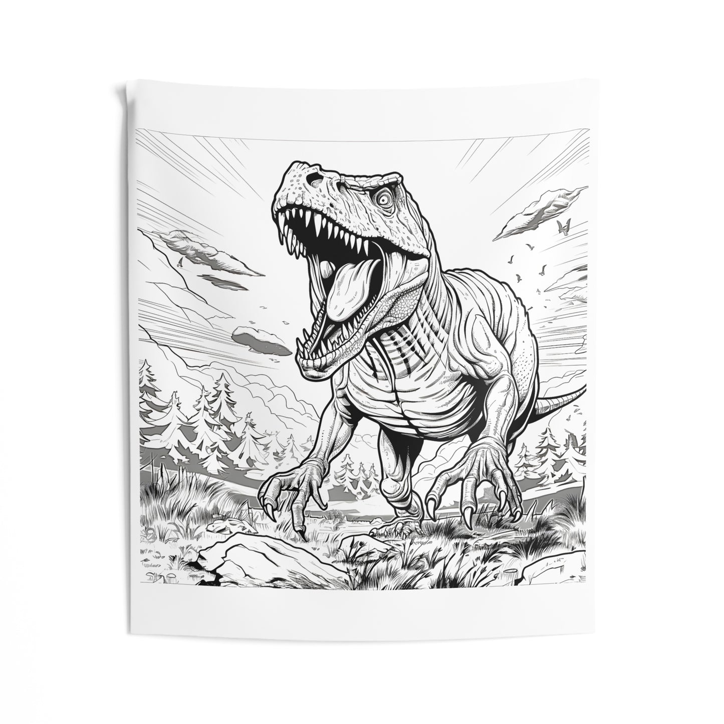 Indoor Wall Tapestries Coloring Kit with 10 Fabric Markers - Tyrannosaurus Rex