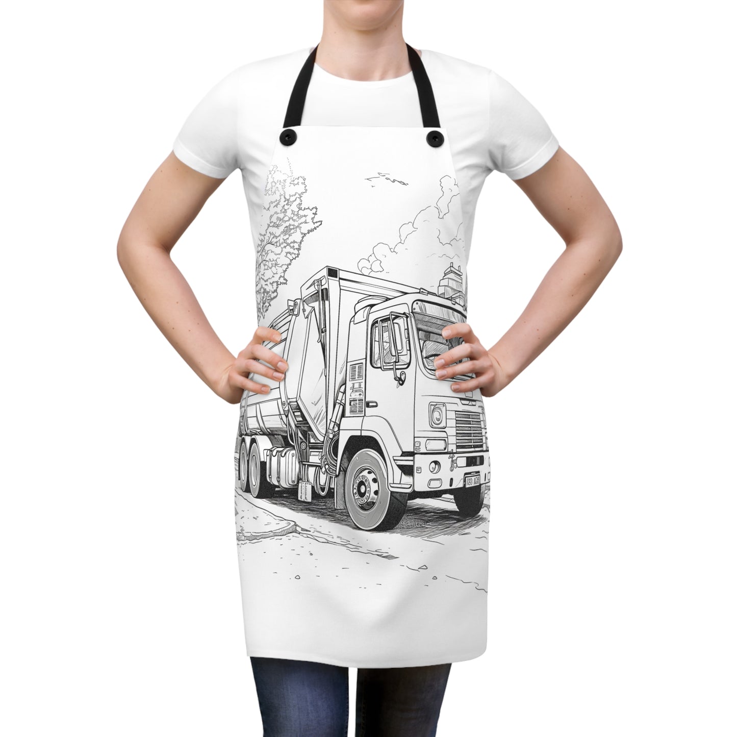 Apron Coloring Kit with 10 Fabric Markers - Garbage Truck