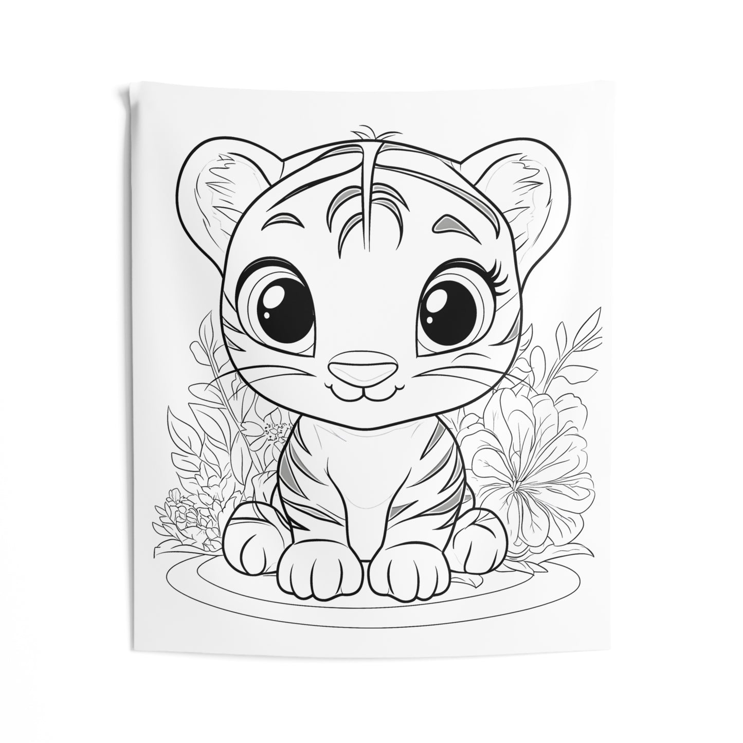 Indoor Wall Tapestries Coloring Kit with 10 Fabric Markers - Baby Tiger