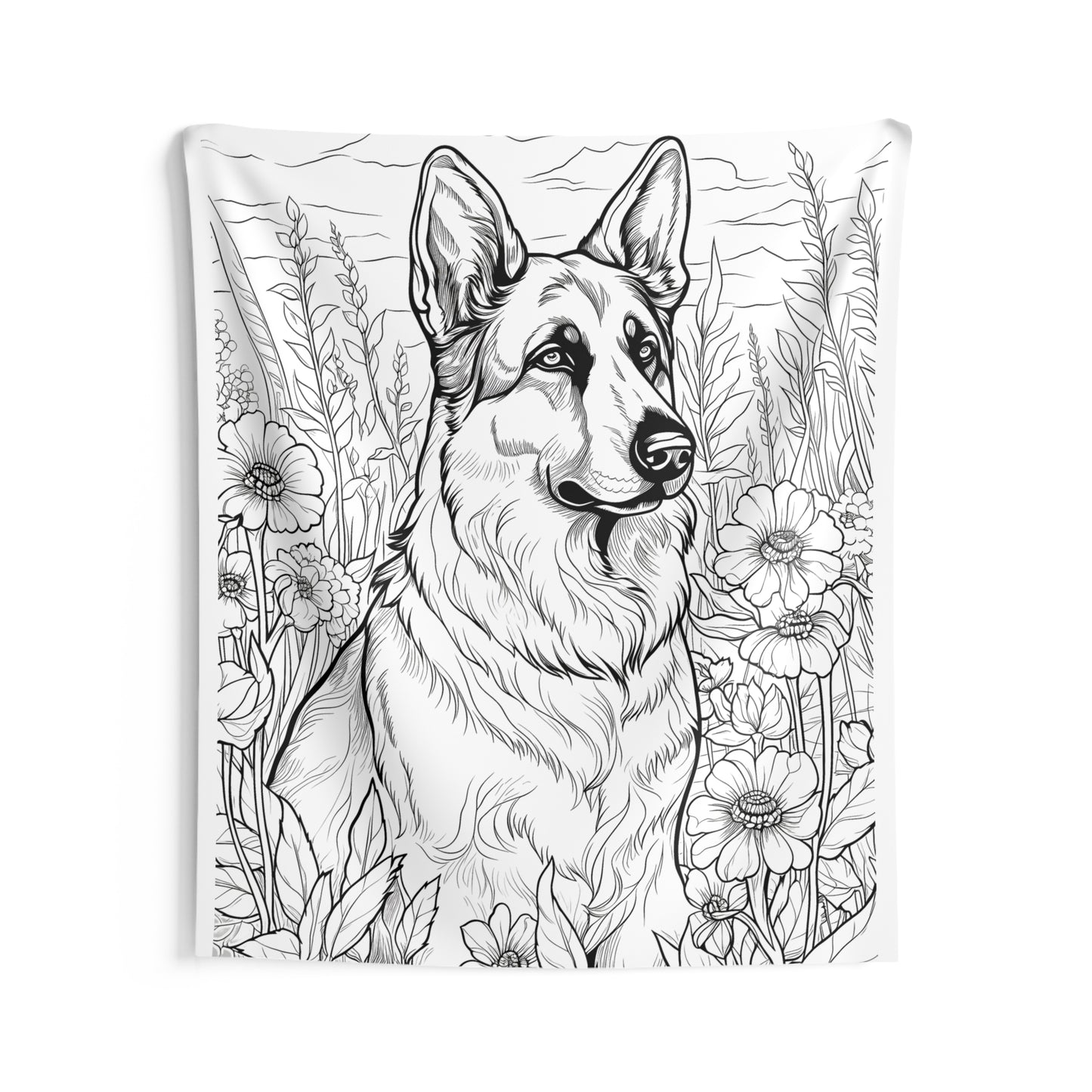 Indoor Wall Tapestries Coloring Kit with 10 Fabric Markers - German Shepherd