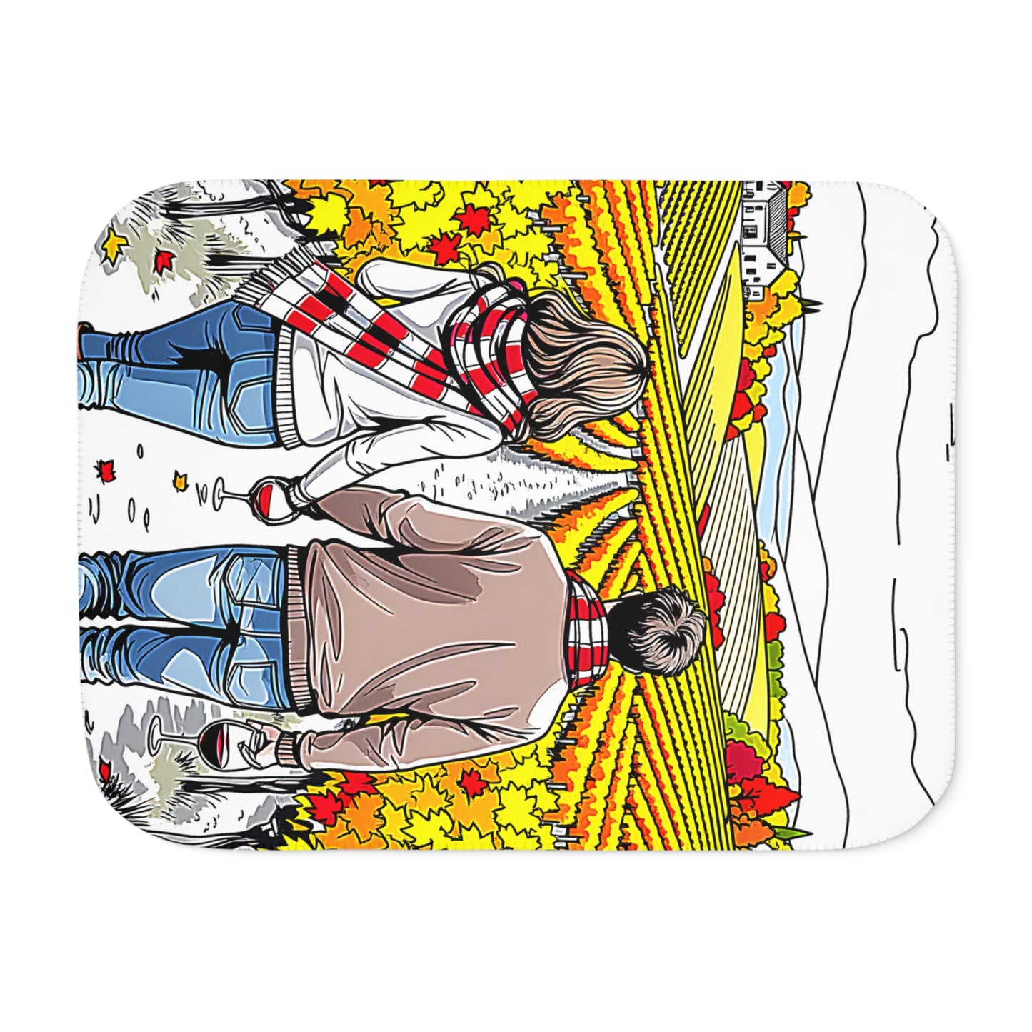 Blanket Colorful Graphic Design - Couple in Fall Vineyard