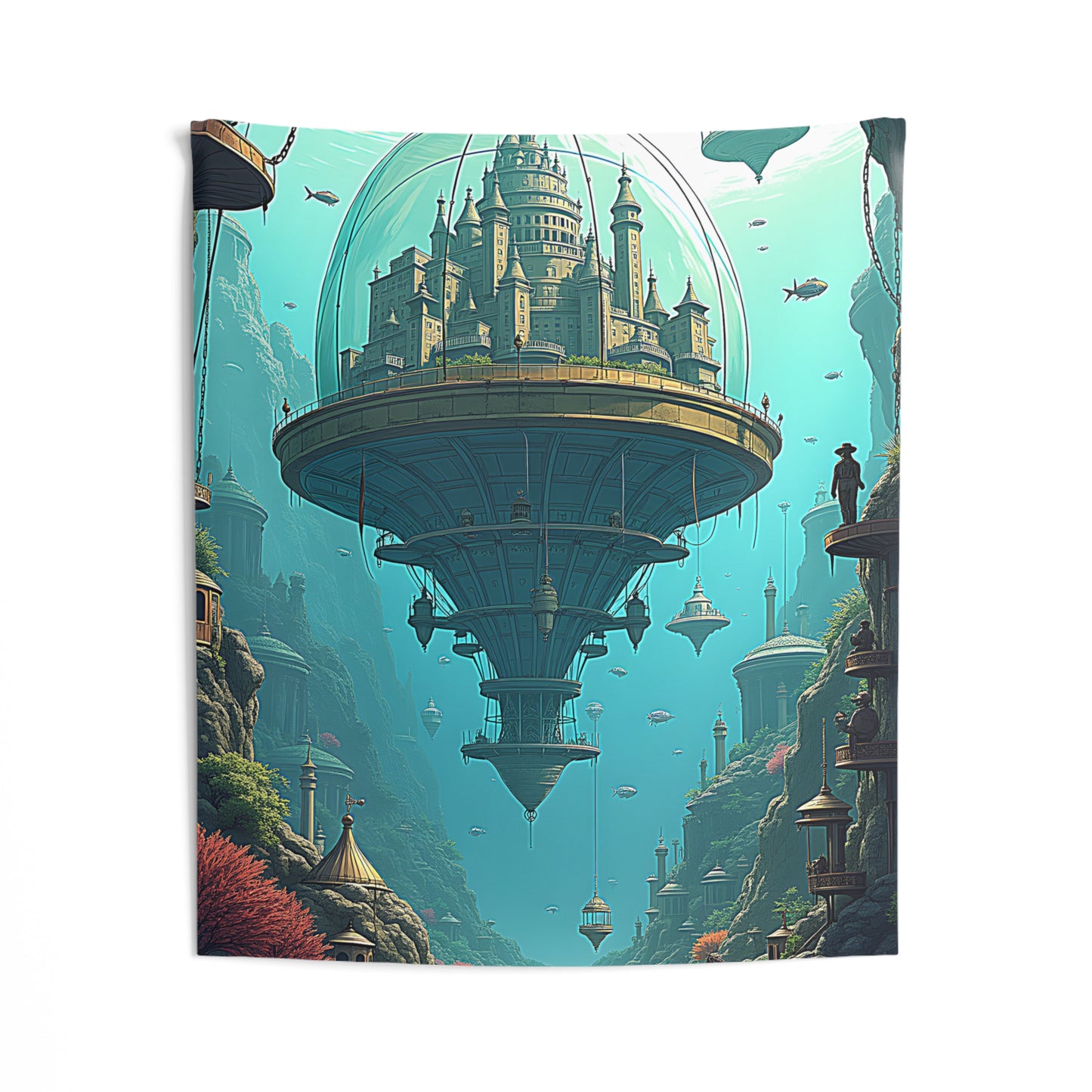 Indoor Wall Tapestries Colorful Graphic Design - Floating City