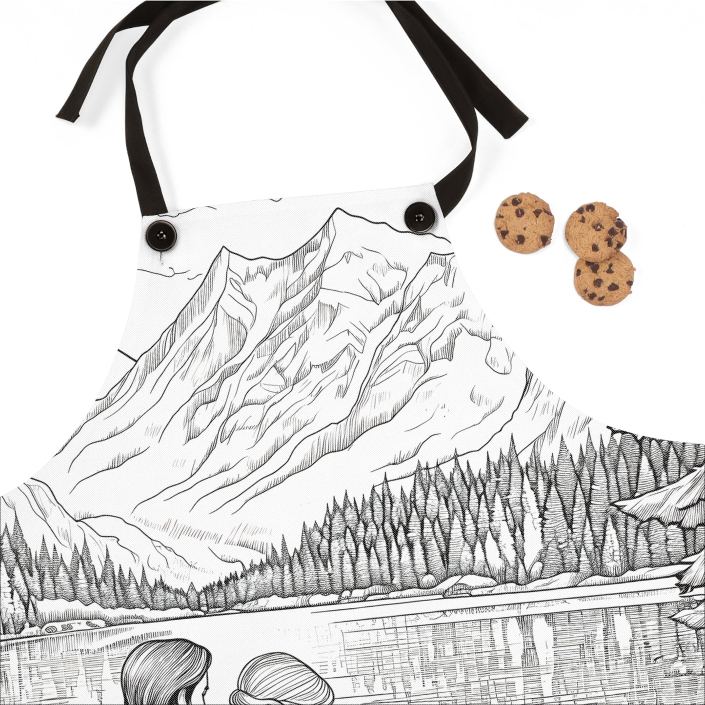 Apron Coloring Kit with 10 Fabric Markers - Mountain Landscape