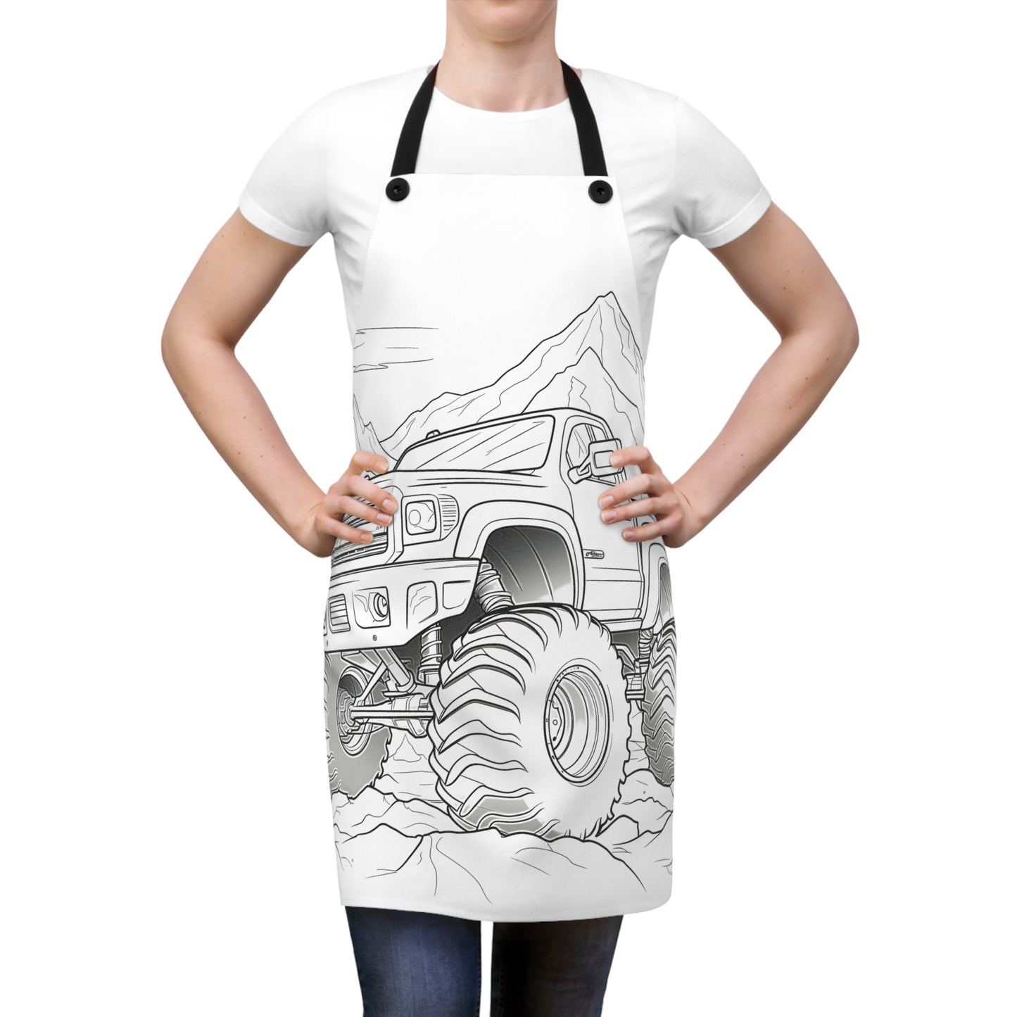 Apron Coloring Kit with 10 Fabric Markers - Monster Truck