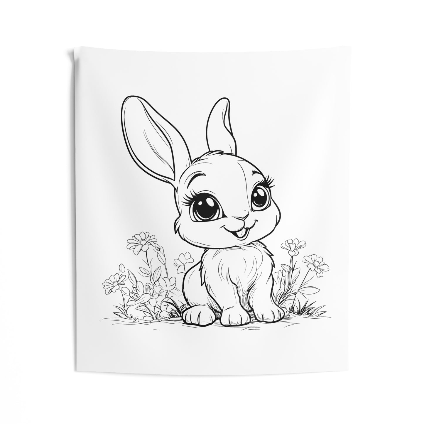 Indoor Wall Tapestries Coloring Kit with 10 Fabric Markers - Cute Bunny