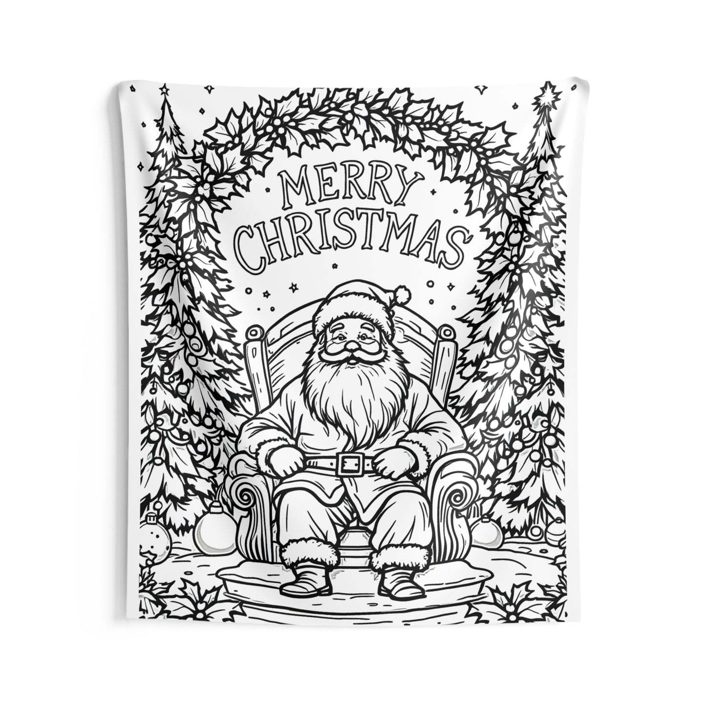 Indoor Wall Tapestries Coloring Kit with 10 Fabric Markers - Santa Claus