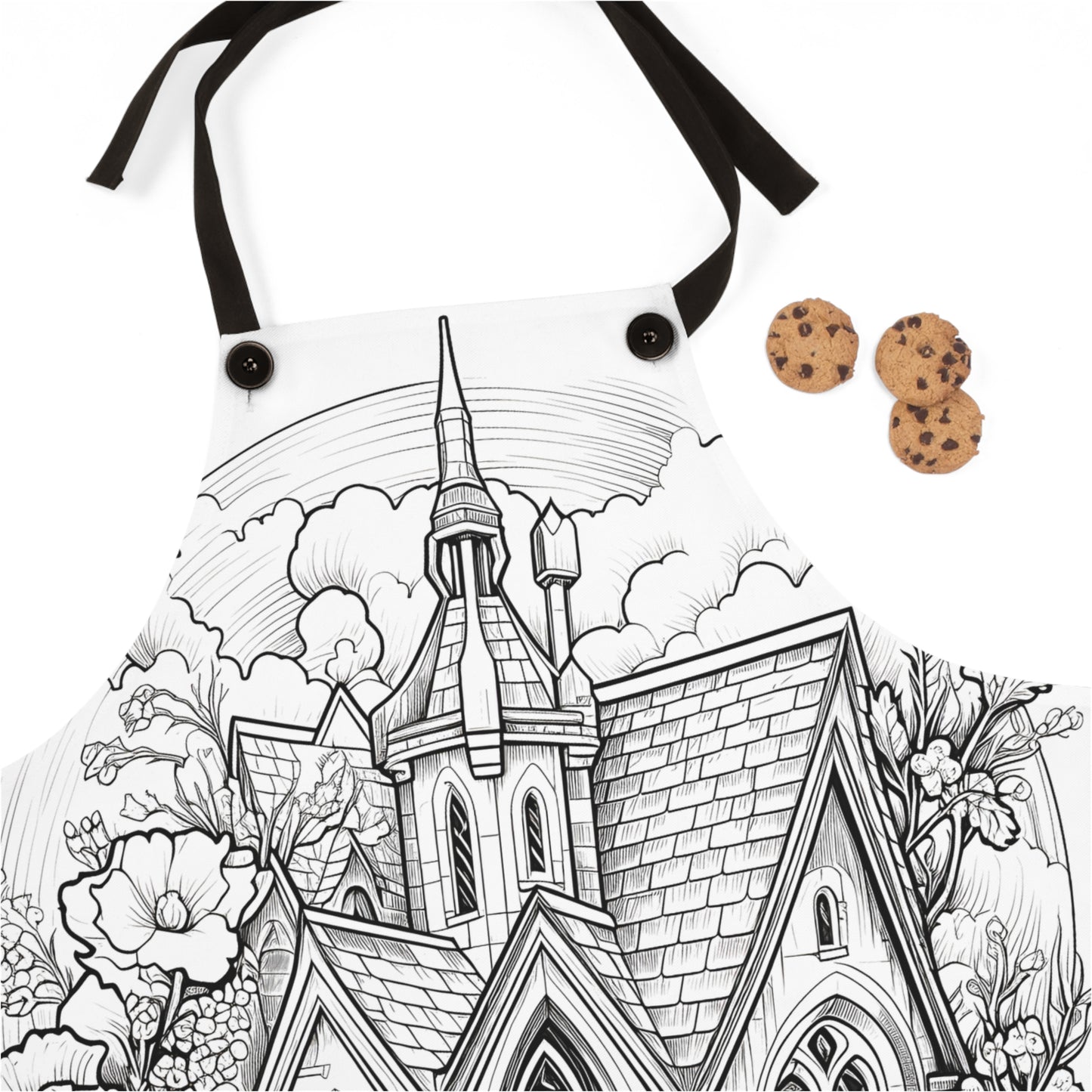 Apron Coloring Kit with 10 Fabric Markers - Gothic Church