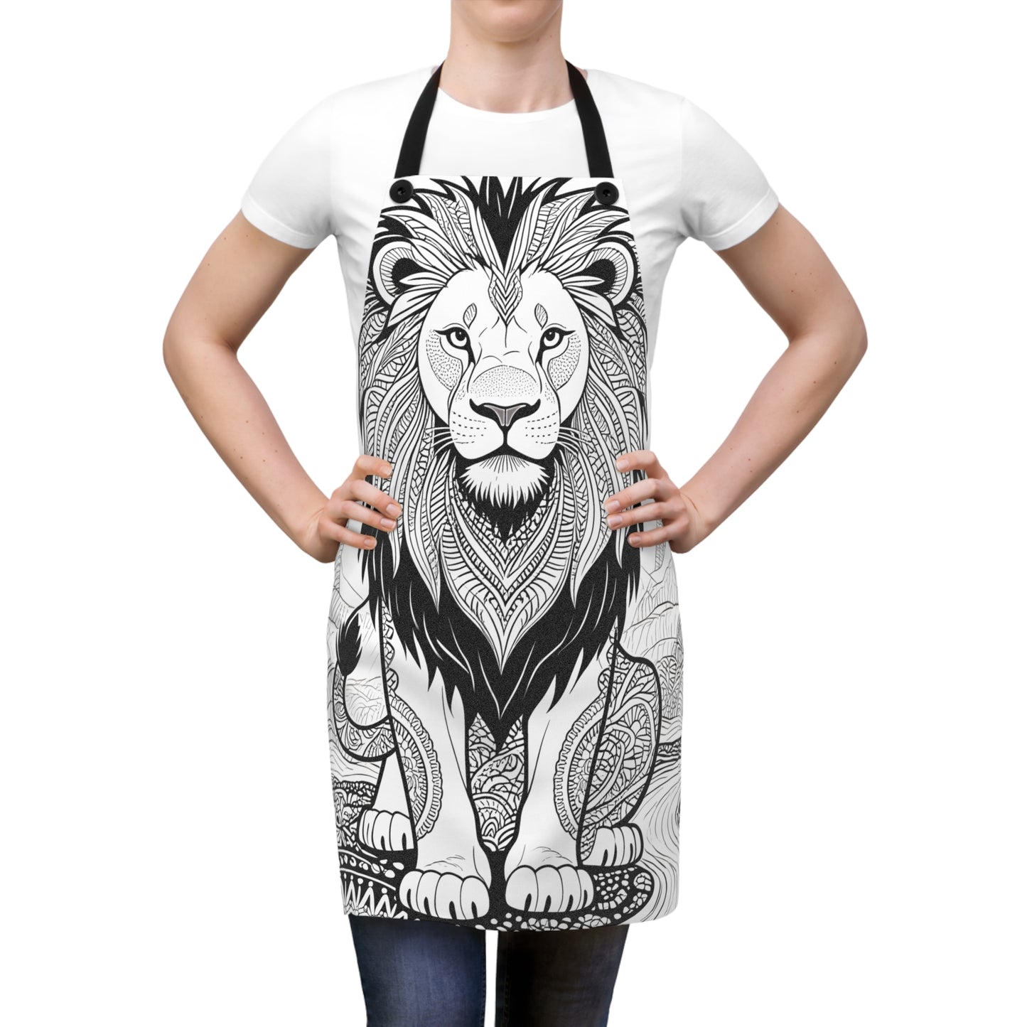 Apron Coloring Kit with 10 Fabric Markers - Intricate Lion