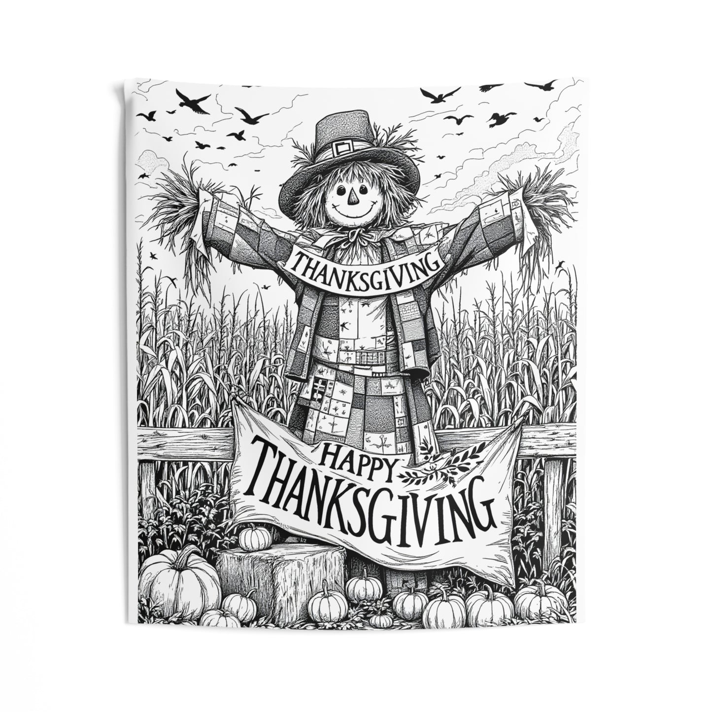 Indoor Wall Tapestries Coloring Kit with 10 Fabric Markers - Scarecrow