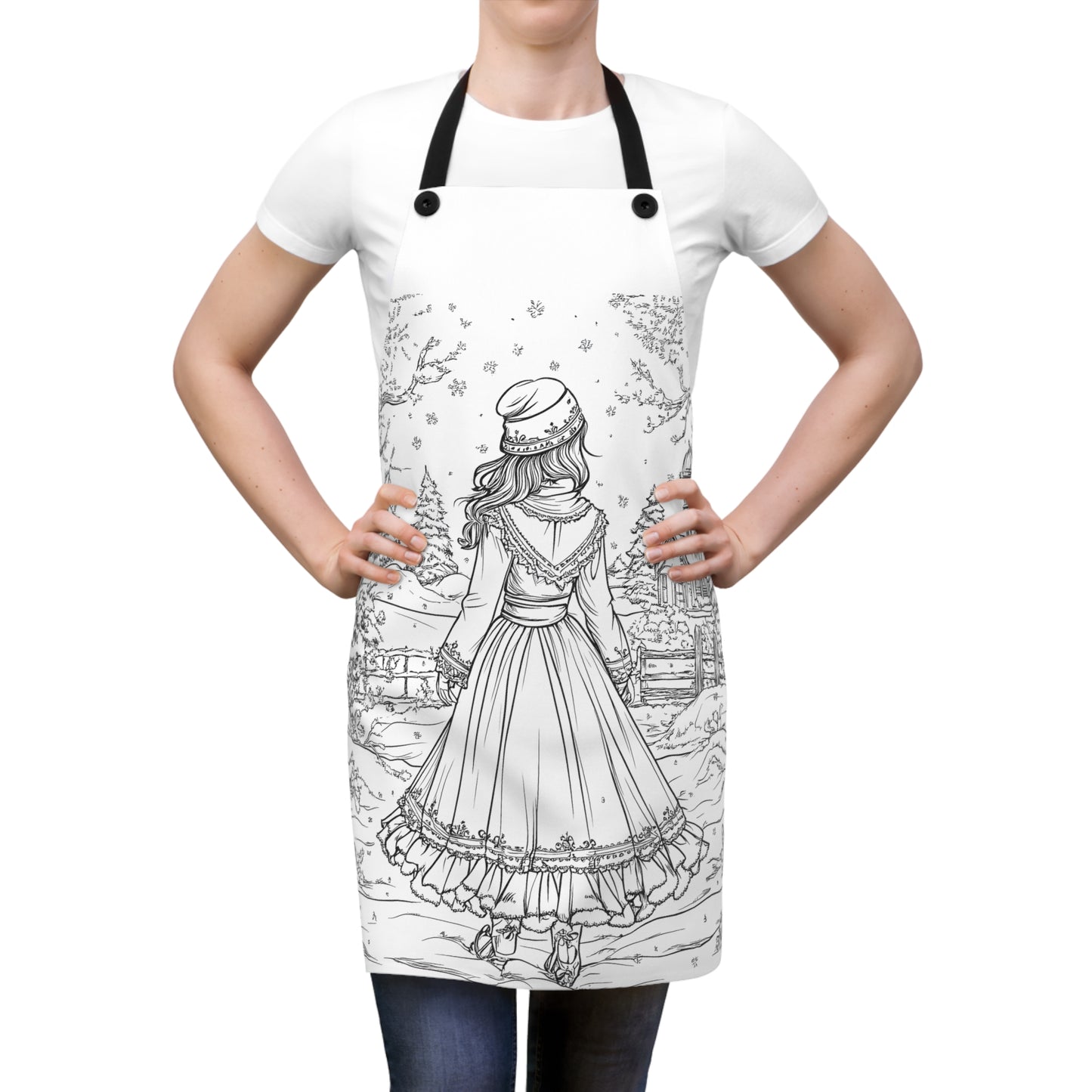 Apron Coloring Kit with 10 Fabric Markers - Winter Scene