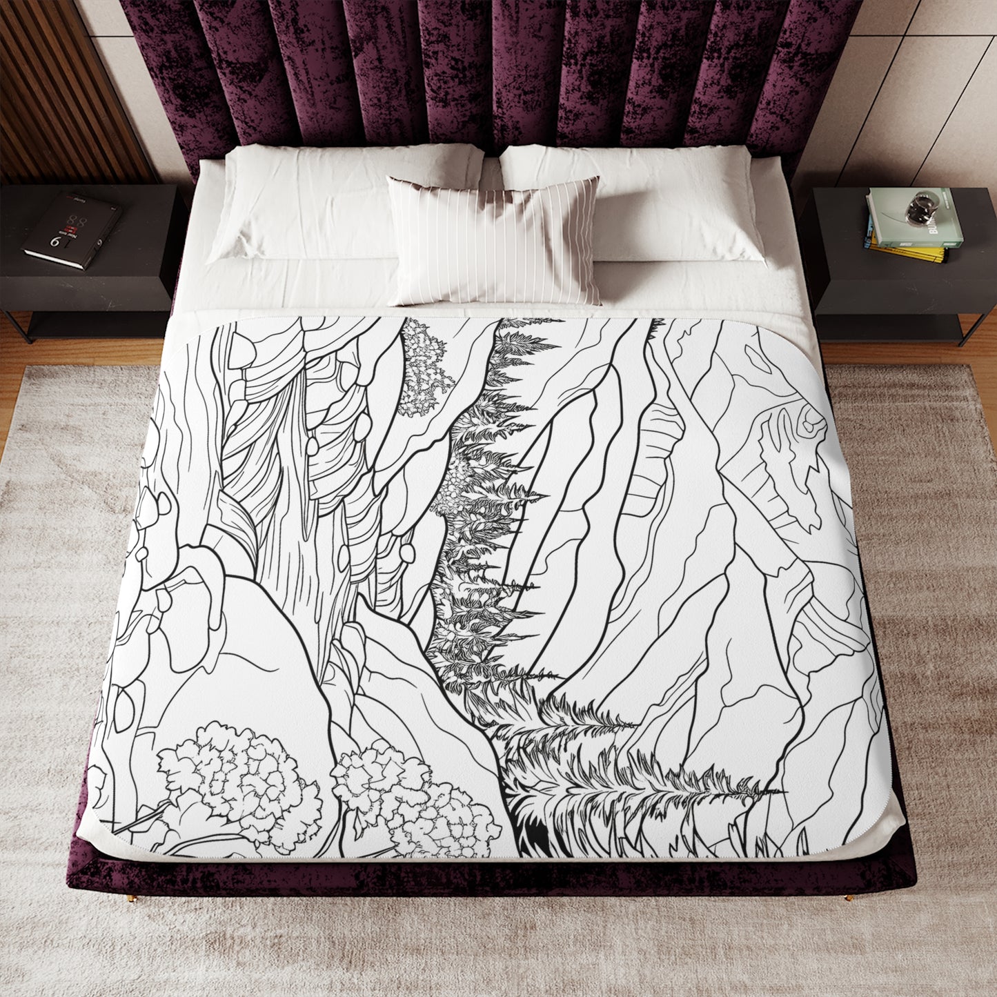 Blanket Coloring Kit with 10 Fabric Markers - Mountain Landscape