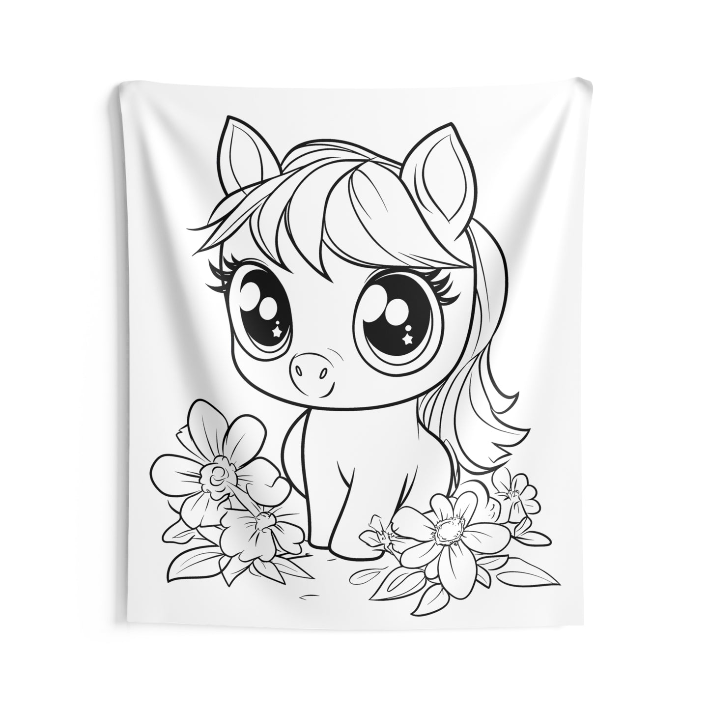 Indoor Wall Tapestries Coloring Kit with 10 Fabric Markers - Cute Pony