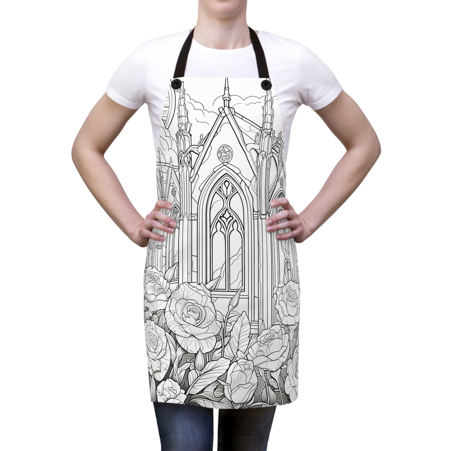 Apron Coloring Kit with 10 Fabric Markers - Cathedral and Roses