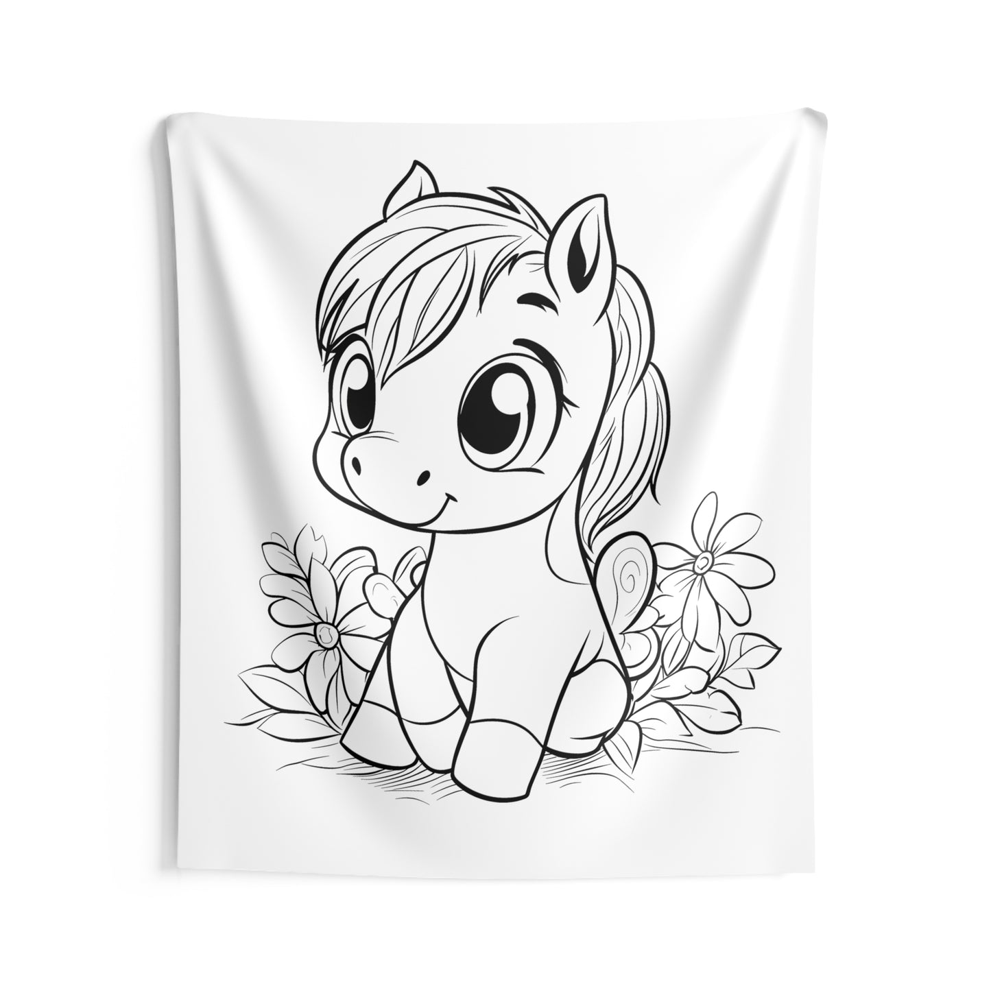 Indoor Wall Tapestries Coloring Kit with 10 Fabric Markers - Cute Pony