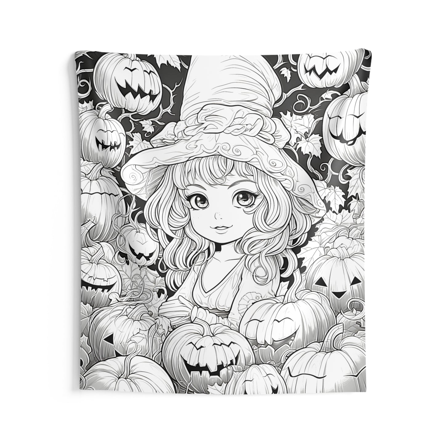 Indoor Wall Tapestries Coloring Kit with 10 Fabric Markers - Witch and Pumpkin