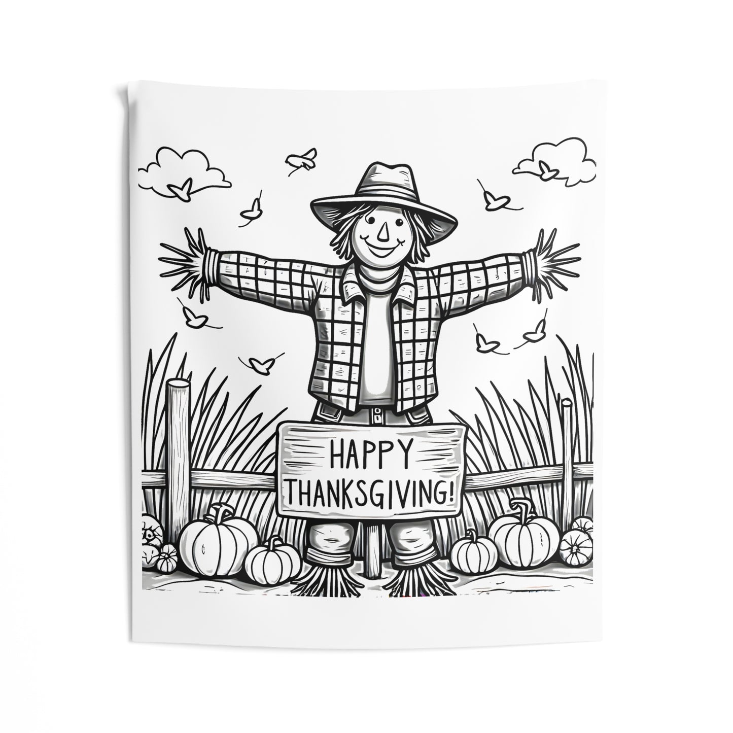 Indoor Wall Tapestries Coloring Kit with 10 Fabric Markers - Thanksgiving